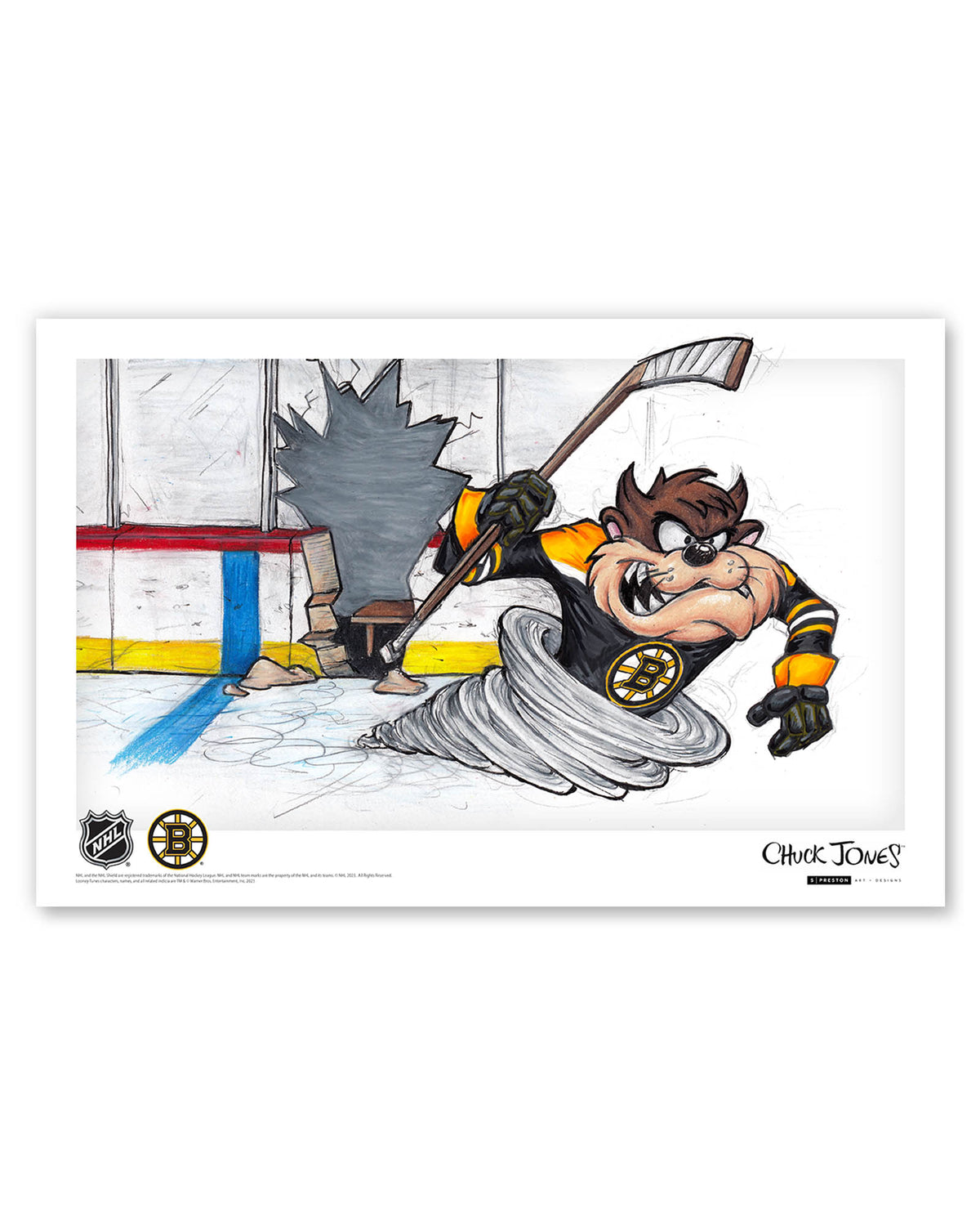 Tazmanian Line Change x NHL Boston Bruins Tazmanian Devil Limited Edition Art Print
