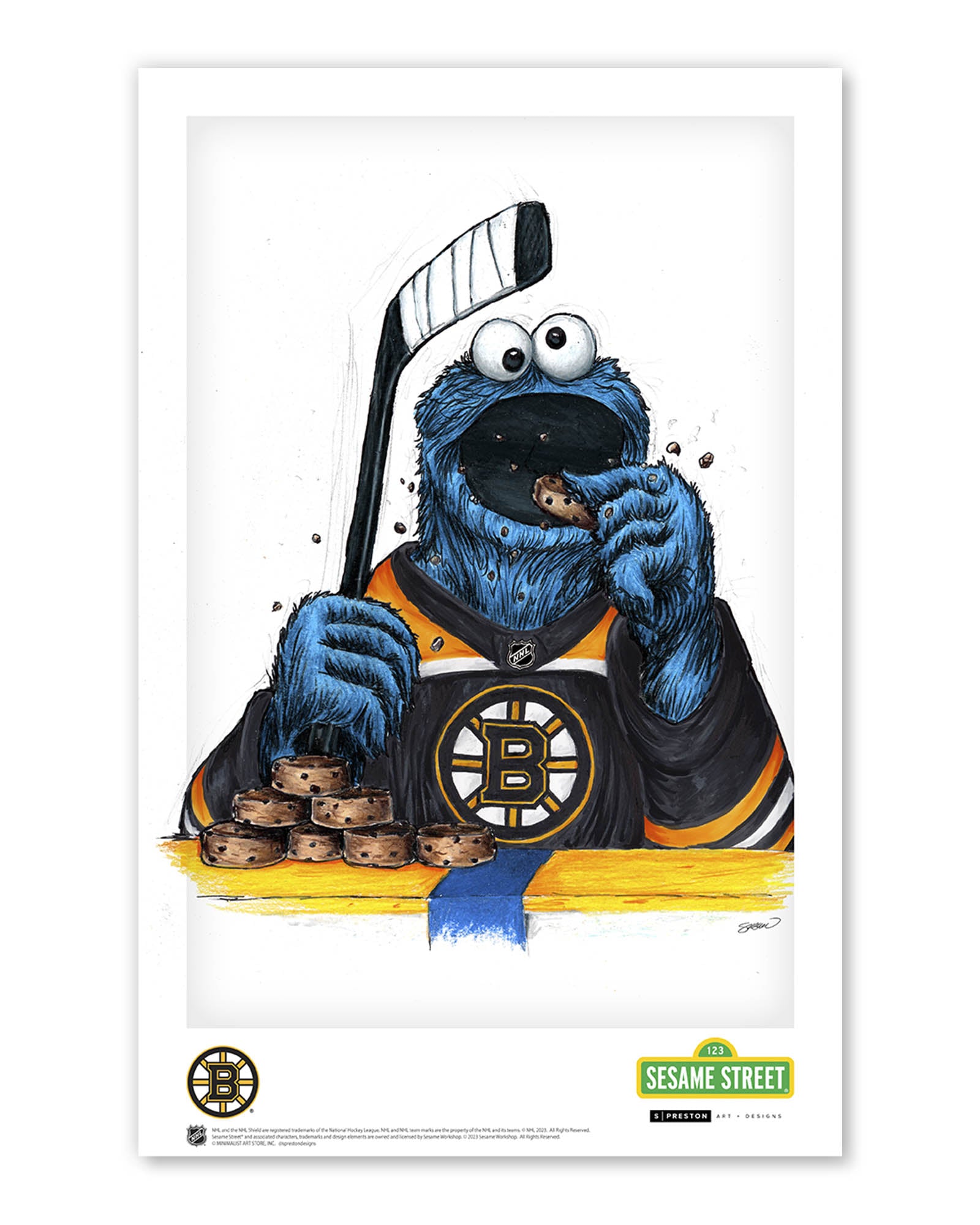 Cookies and Biscuits Bruins | Cookie Monster NHL – S. Preston Art