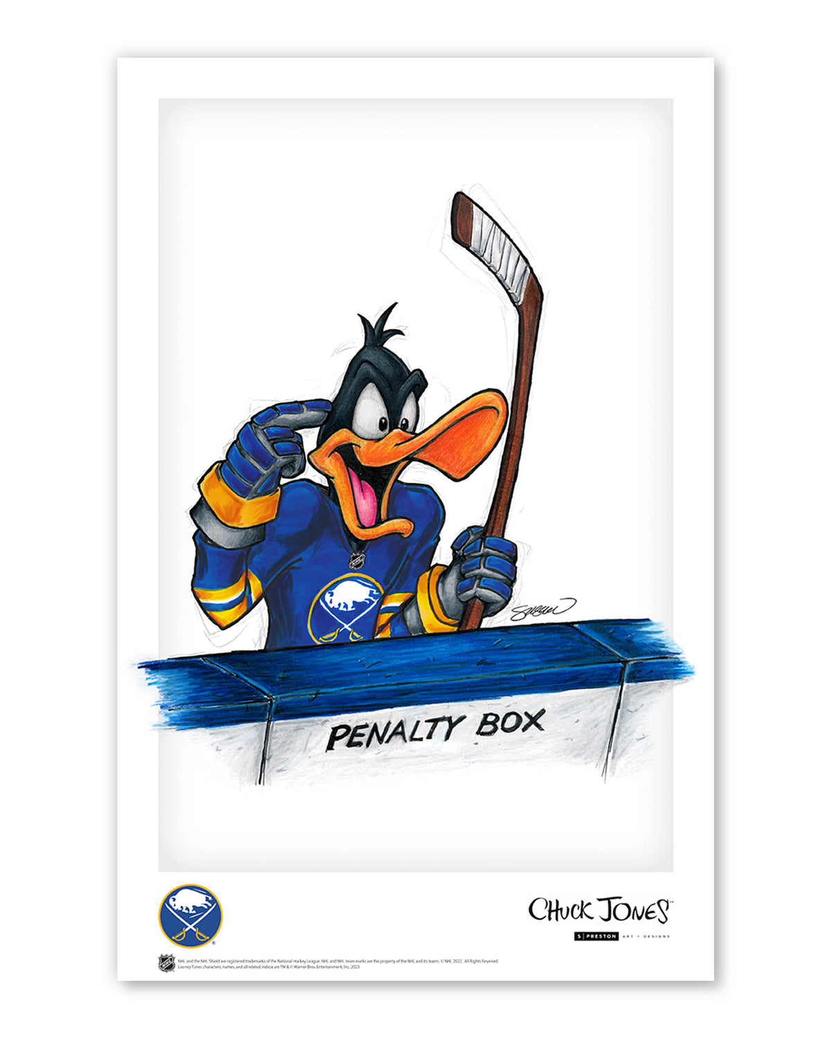 Duck Season Hockey Season x NHL Sabres Daffy Duck Limited Edition Art Print