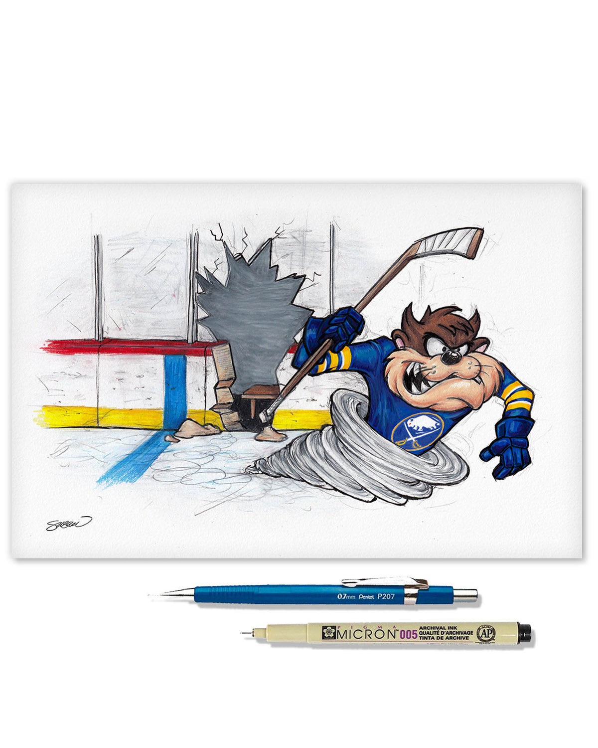 Tazmanian Line Change x NHL Buffalo Sabres Tazmanian Devil Limited Edition Fine Art Print
