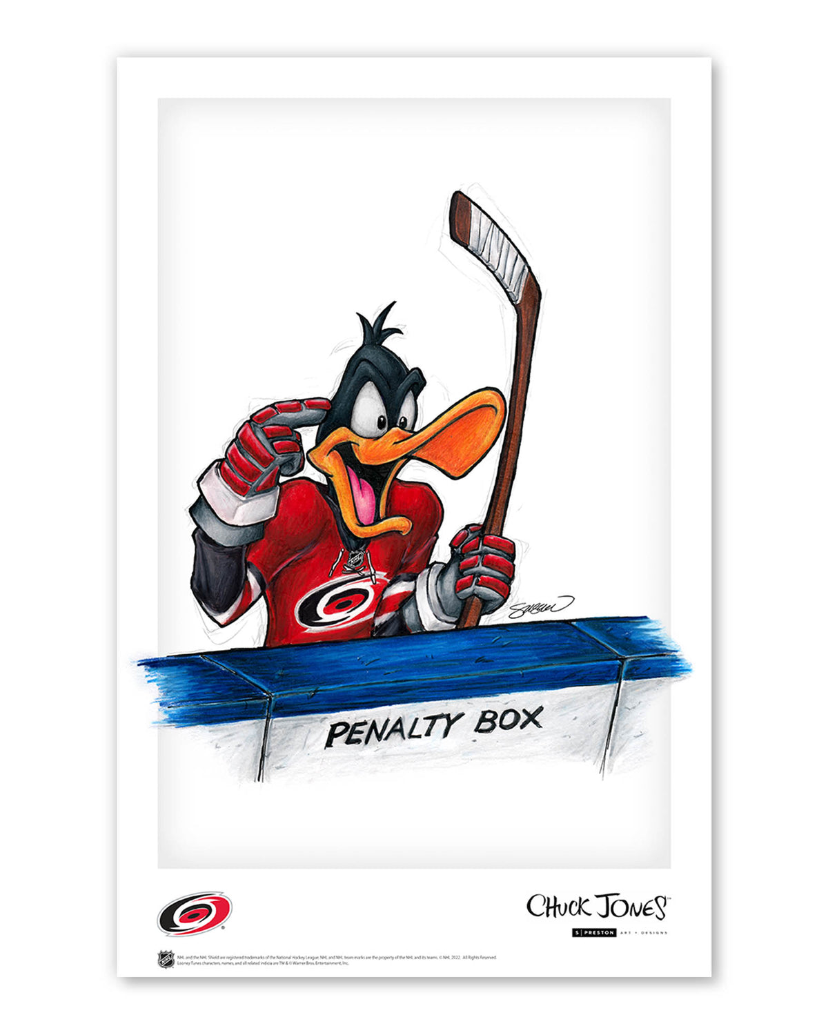 Duck Season Hockey Season x NHL Hurricanes Daffy Duck Limited Edition Art Print