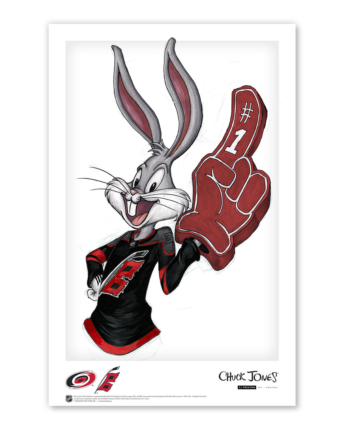 Rabbit Hockey Fan x NHL Hurricanes Bugs Bunny Limited Edition Art Print