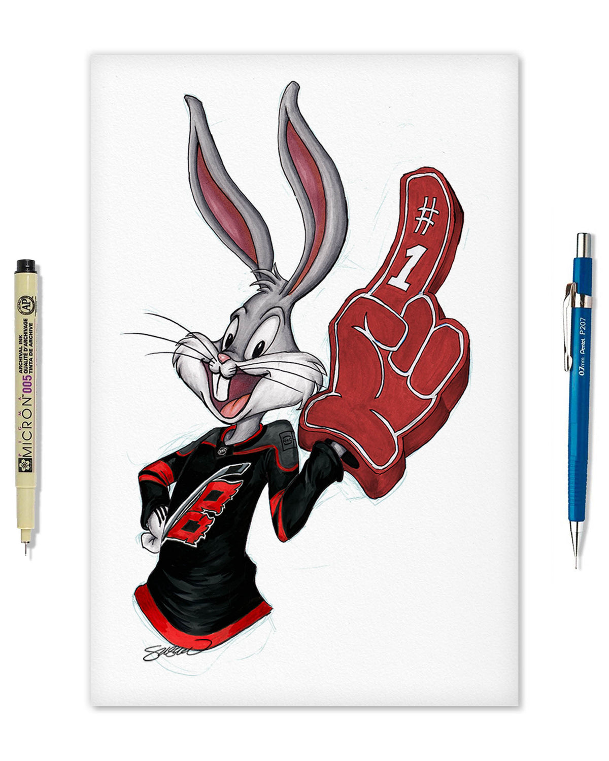 Rabbit Hockey Fan x NHL Hurricanes Bugs Bunny Limited Edition Fine Art Print
