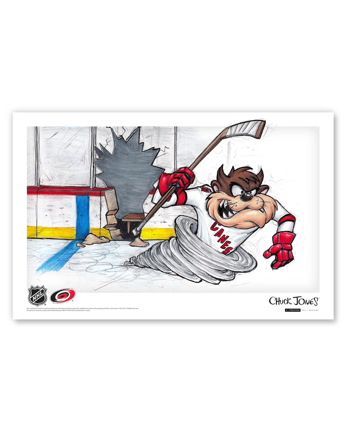 Tazmanian Line Change x NHL Hurricanes Tazmanian Devil Limited Edition Art Print