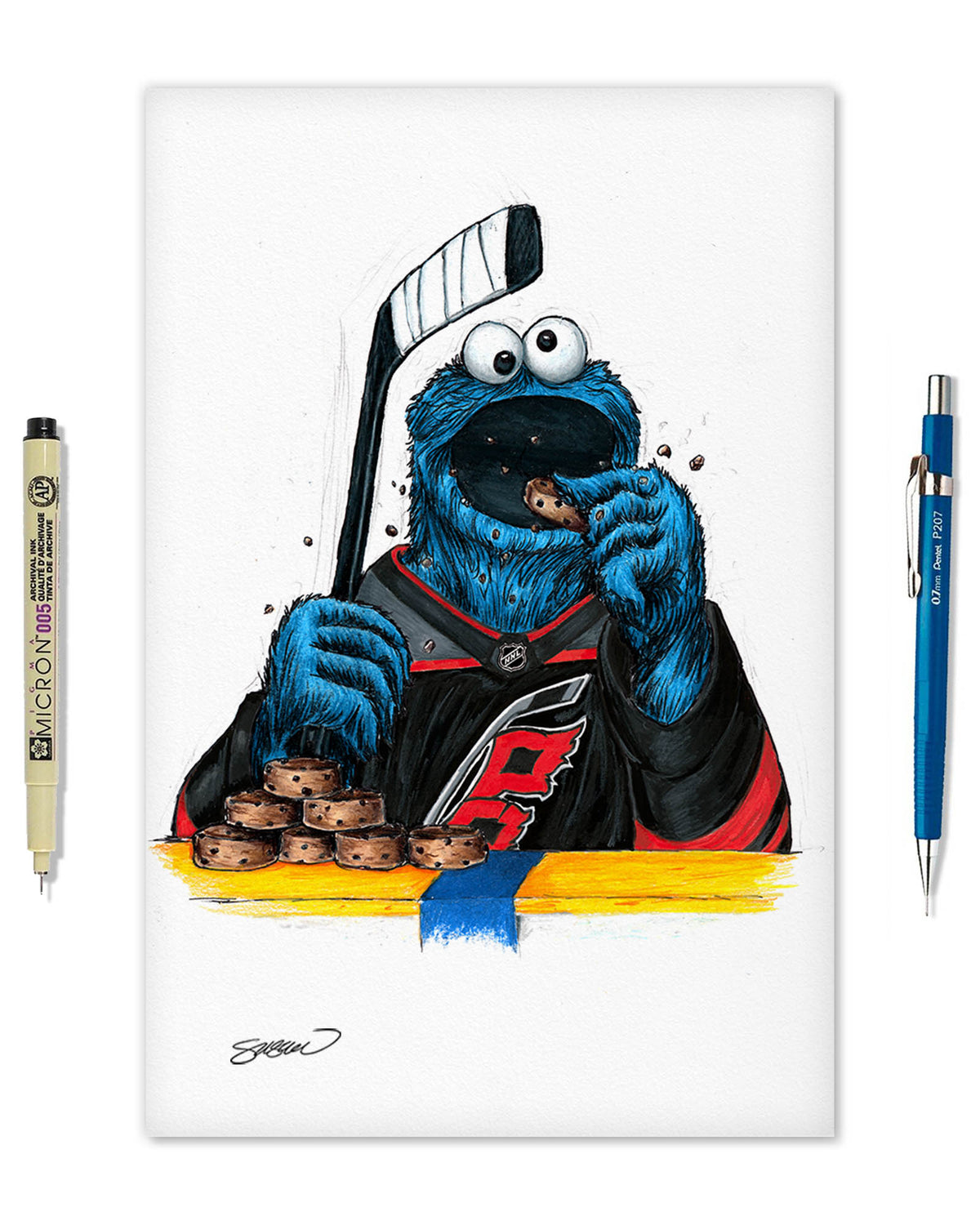Cookie Monster x NHL Hurricanes Limited Edition Fine Art Print