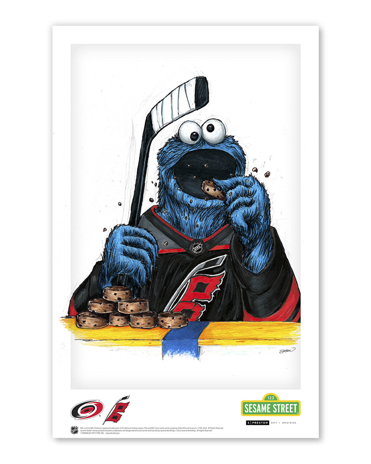 Cookie Monster x NHL Hurricanes Limited Edition Art Print