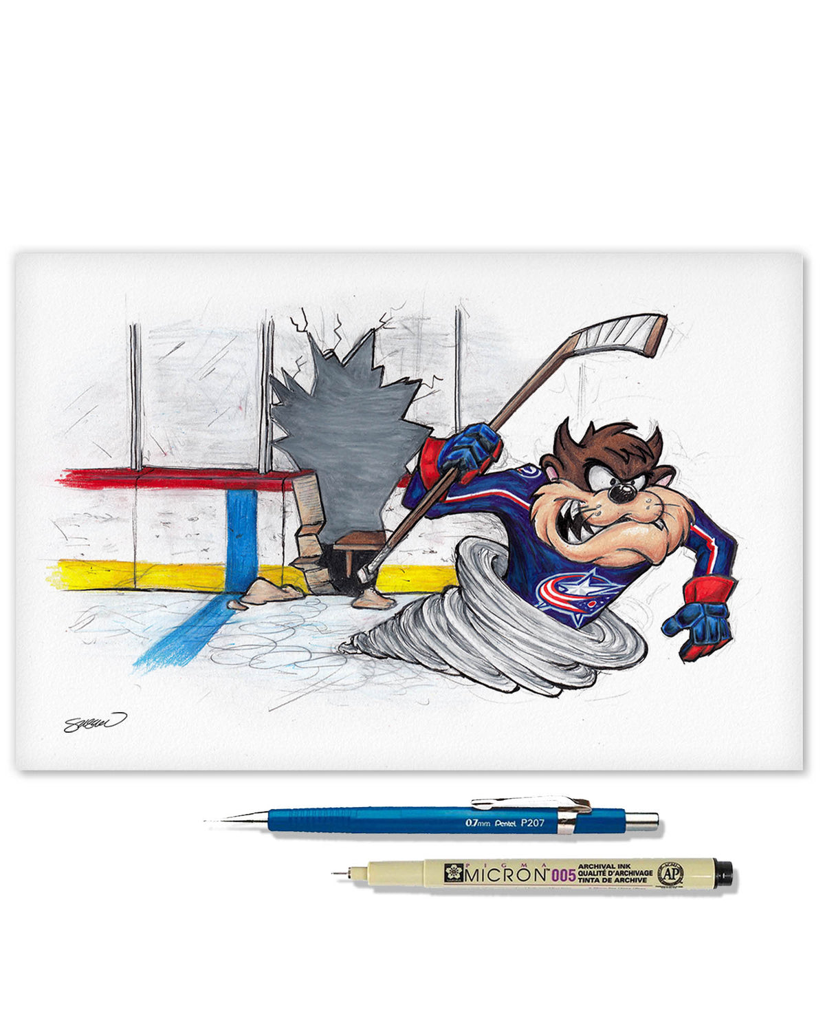 Tazmanian Line Change x NHL Blue Jackets Tazmanian Devil Limited Edition Fine Art Print