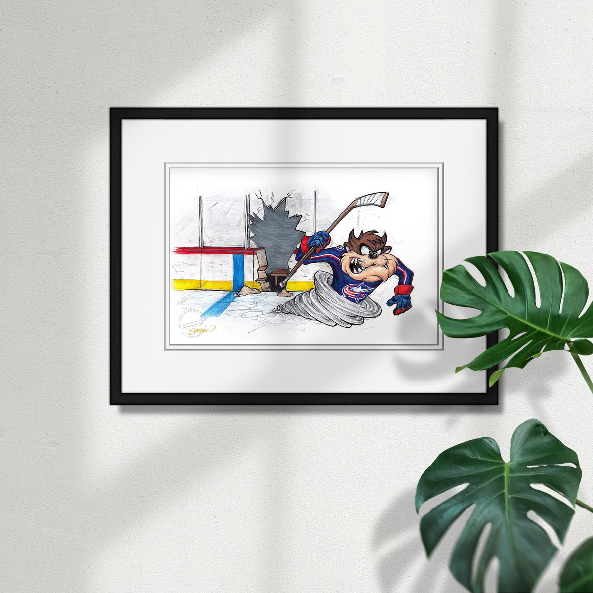 Tazmanian Line Change x NHL Blue Jackets Tazmanian Devil Limited Edition Fine Art Print