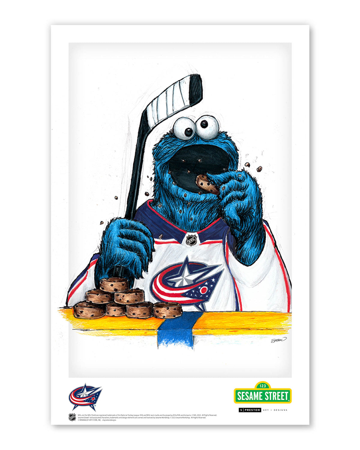 Cookie Monster x NHL Blue Jackets Limited Edition Art Print