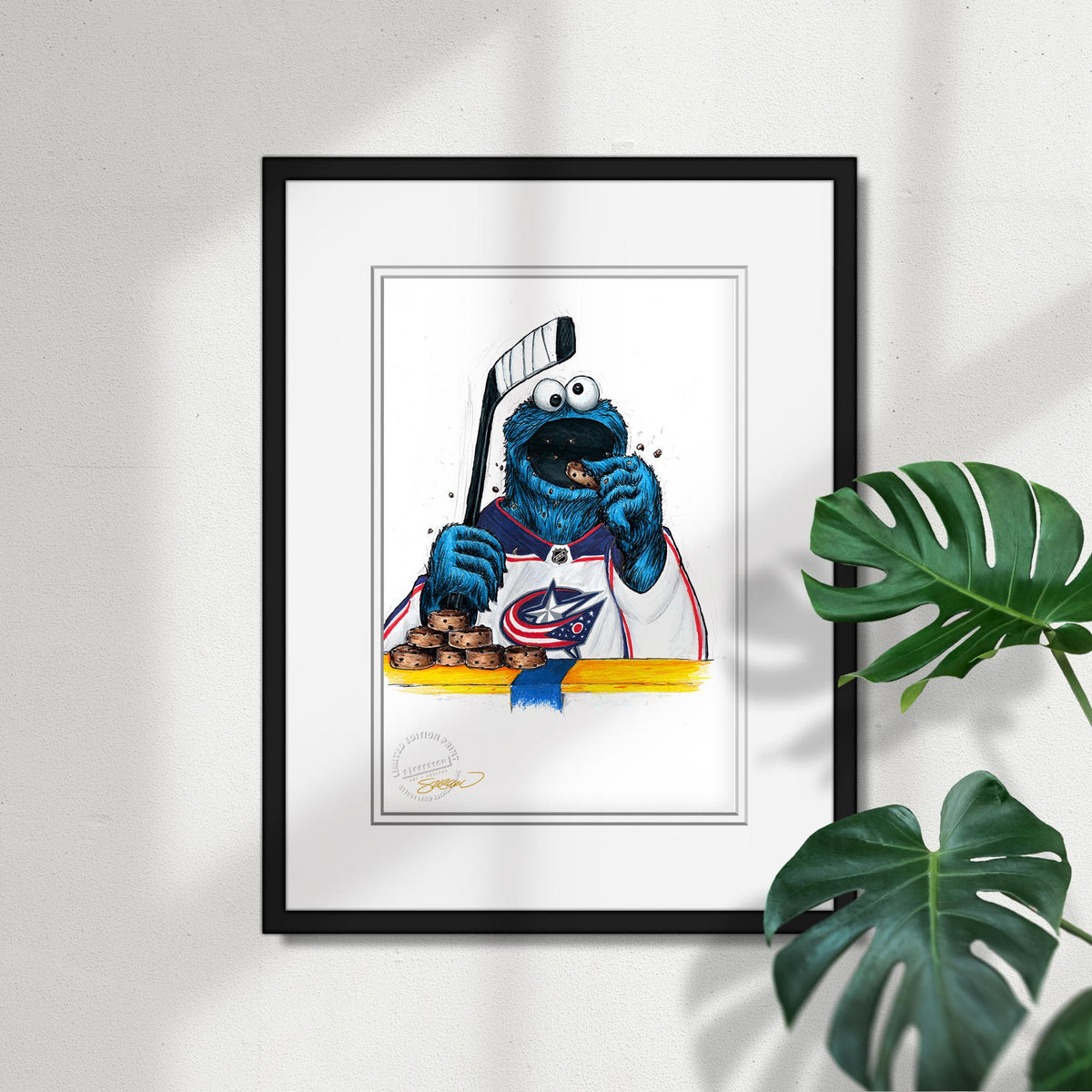 Cookie Monster x NHL Blue Jackets Limited Edition Fine Art Print