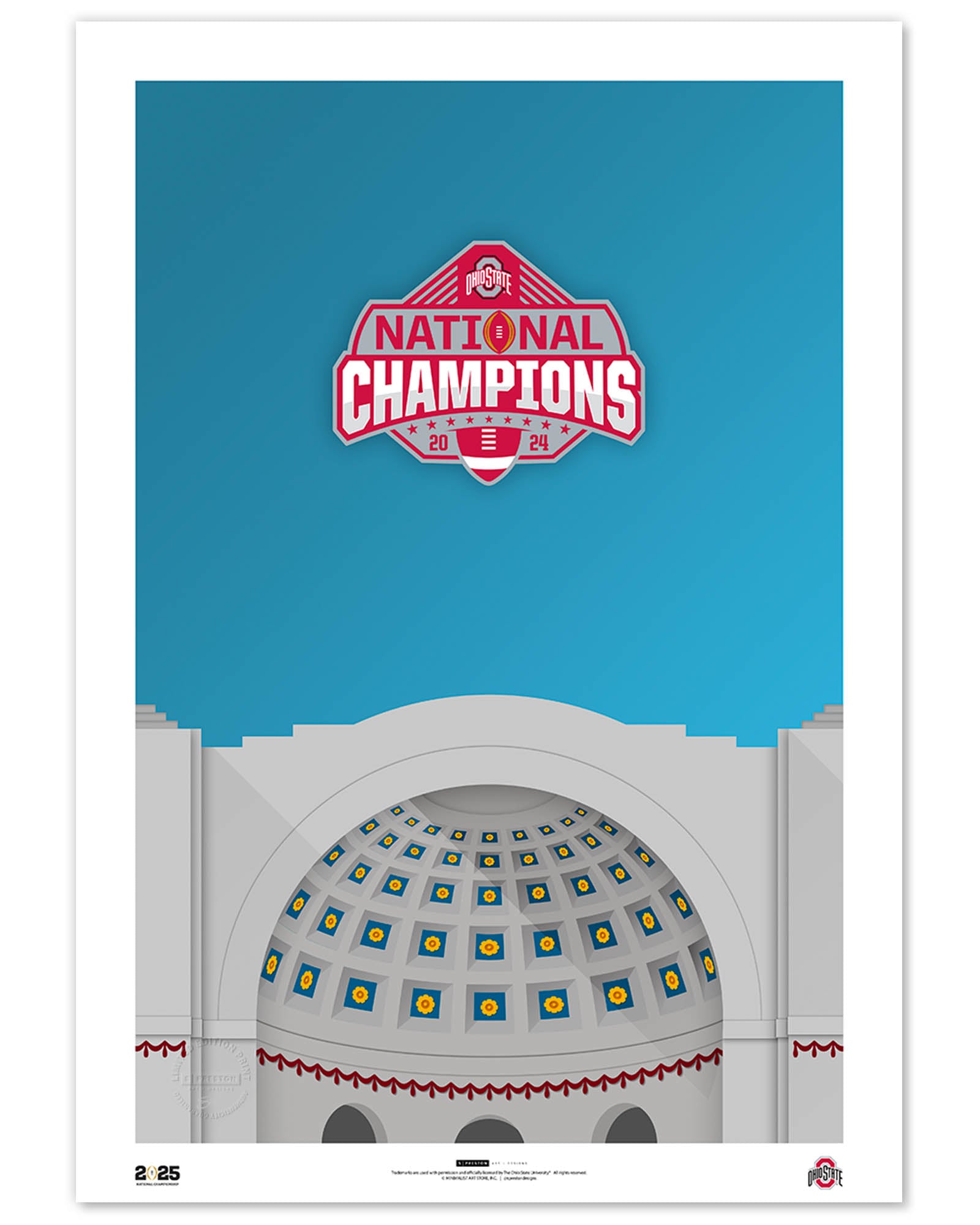 Minimalist College Football Champions 2025 Ohio State Buckeyes