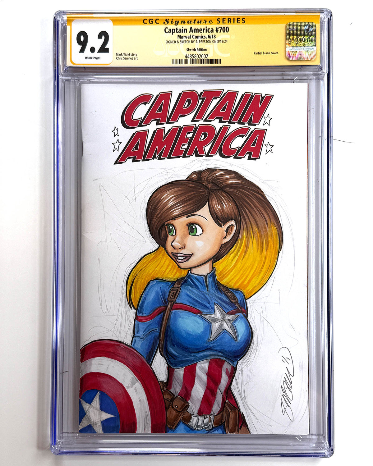 ORIGINAL ART - KONNI MACKENZIE Sketch CGC 9.2 Signature Series Captain America #700 Comic Book