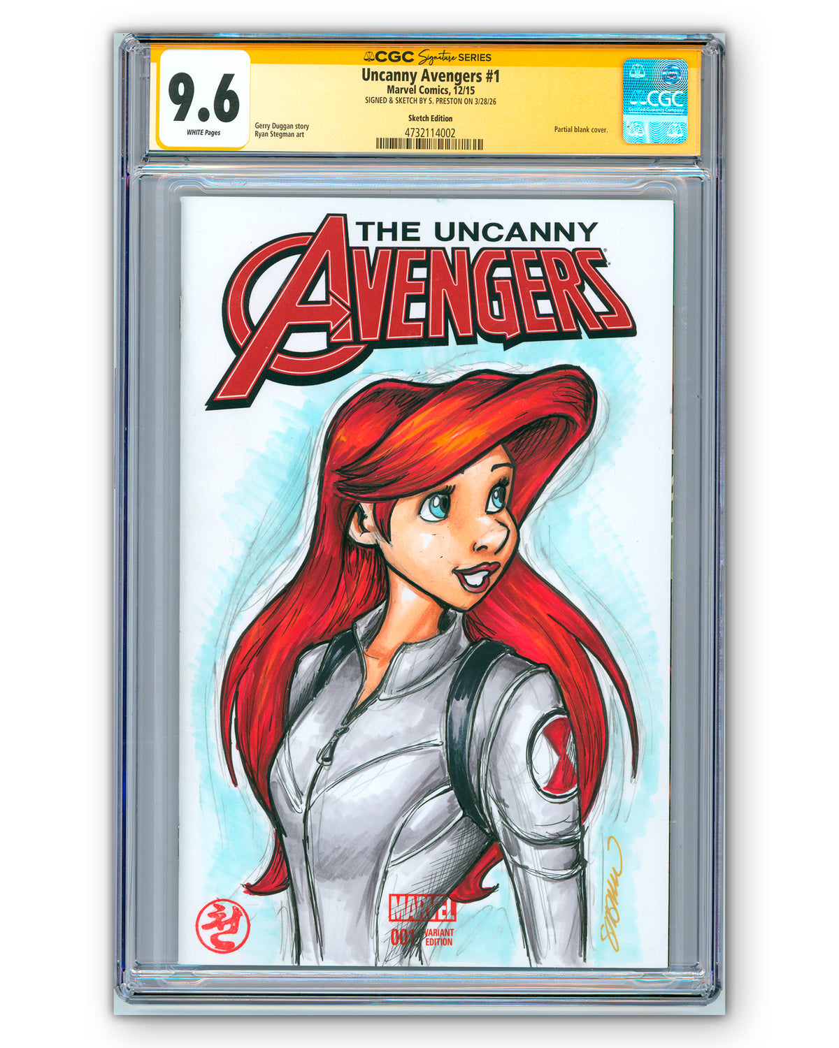 ORIGINAL ART - Black Widow Ariel Sketch CGC 9.6 Signature Series AvengersComic Book