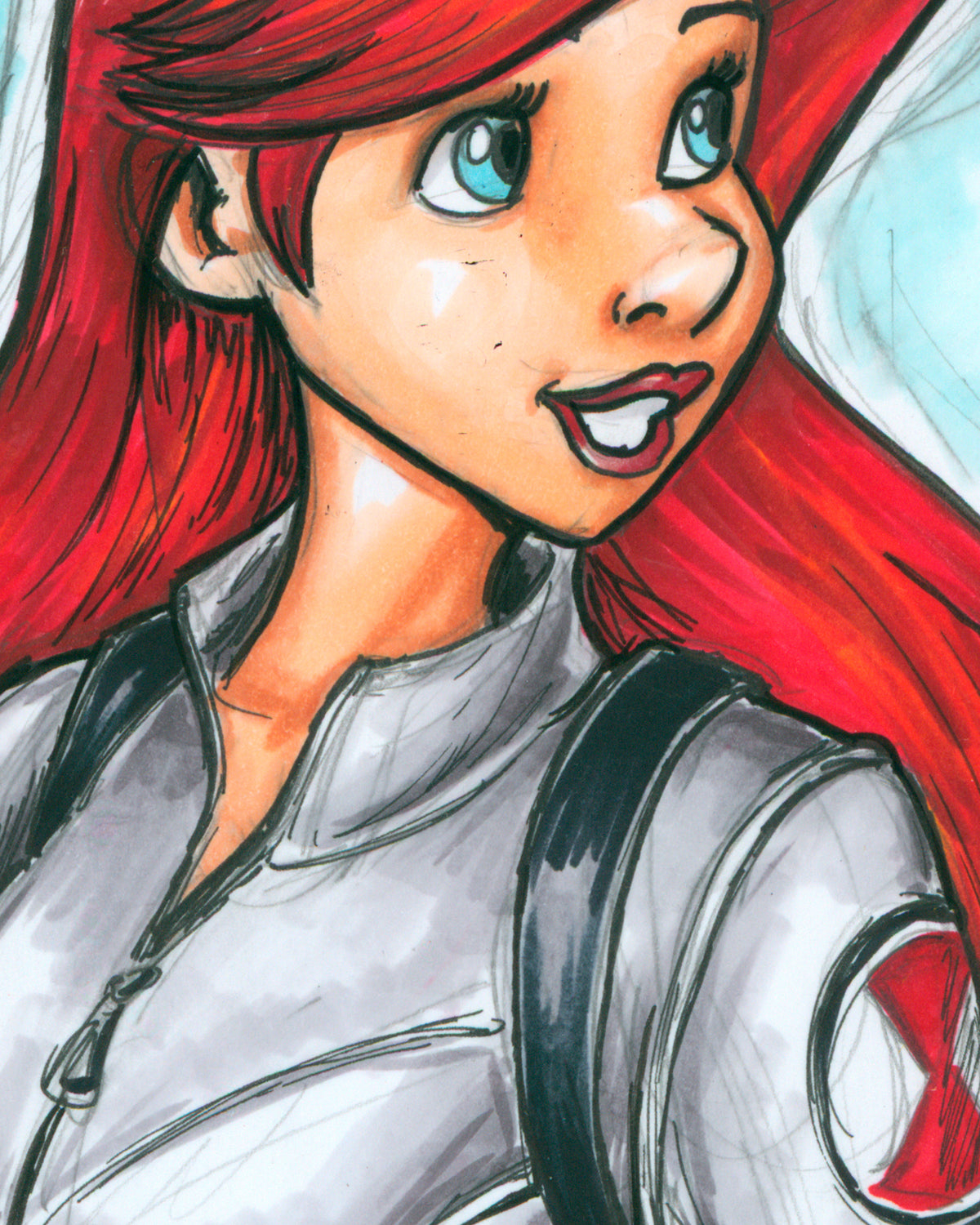 ORIGINAL ART - Black Widow Ariel Sketch CGC 9.6 Signature Series AvengersComic Book