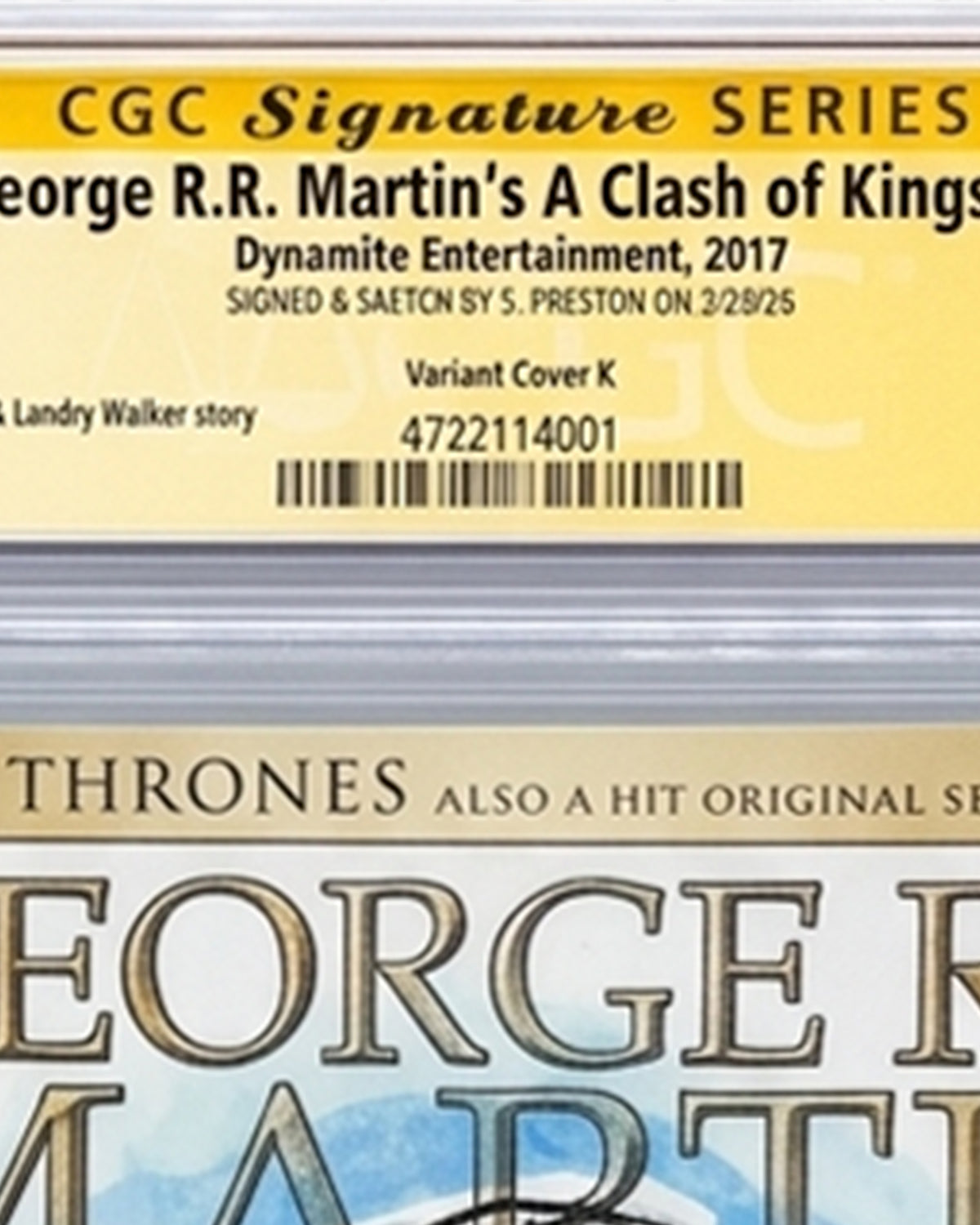 ORIGINAL ART - LA Kings Elsa CGC 9.8 Clash of Kings Game of Thrones #1 Comic Book