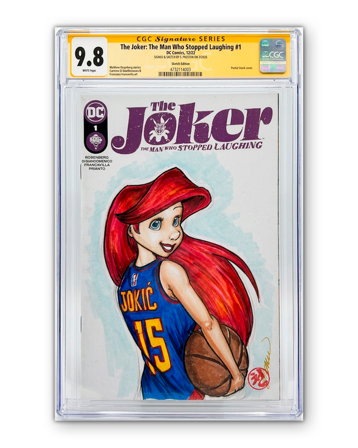 ORIGINAL ART - Denver Nuggets Ariel Sketch CGC 9.8 The Joker #1 Comic Book