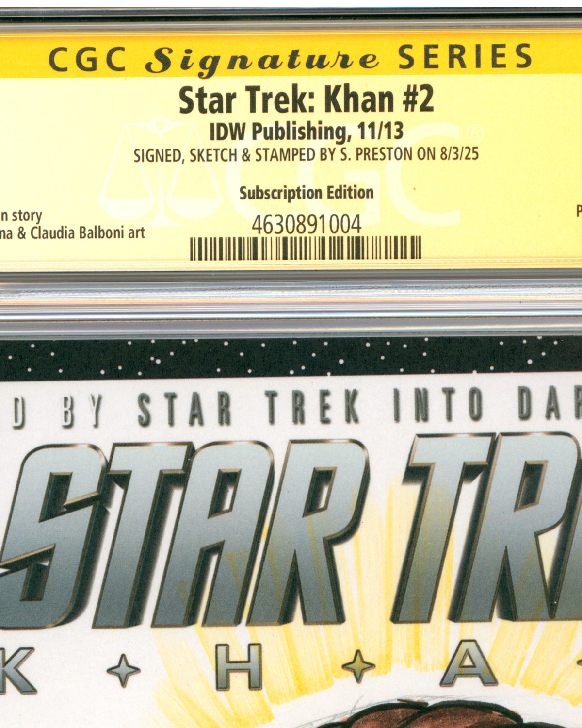 ORIGINAL ART - KONNI MACKENZIE Sketch CGC 9.8 Signature Series Star Trek #1 Comic Book