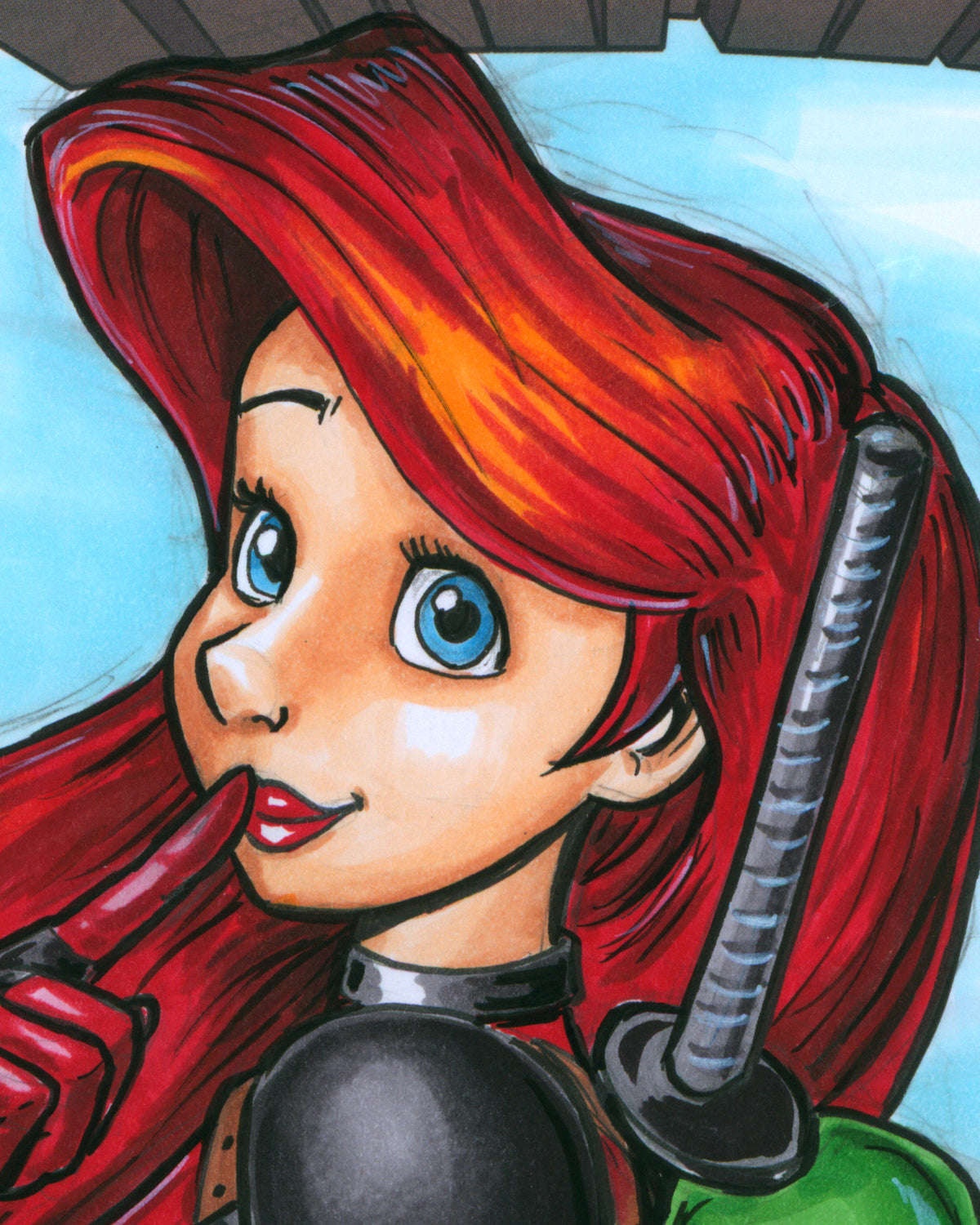 ORIGINAL ART - Deadpool Ariel Sketch CGC 9.8 Signature Series Deadpool #287 Comic Book