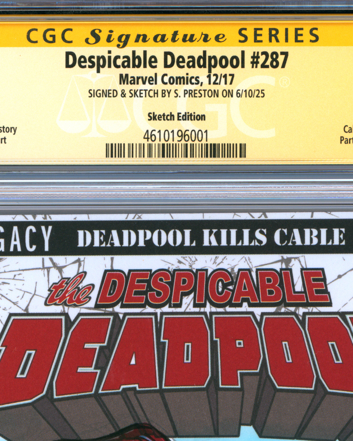 ORIGINAL ART - Deadpool Ariel Sketch CGC 9.8 Signature Series Deadpool #287 Comic Book