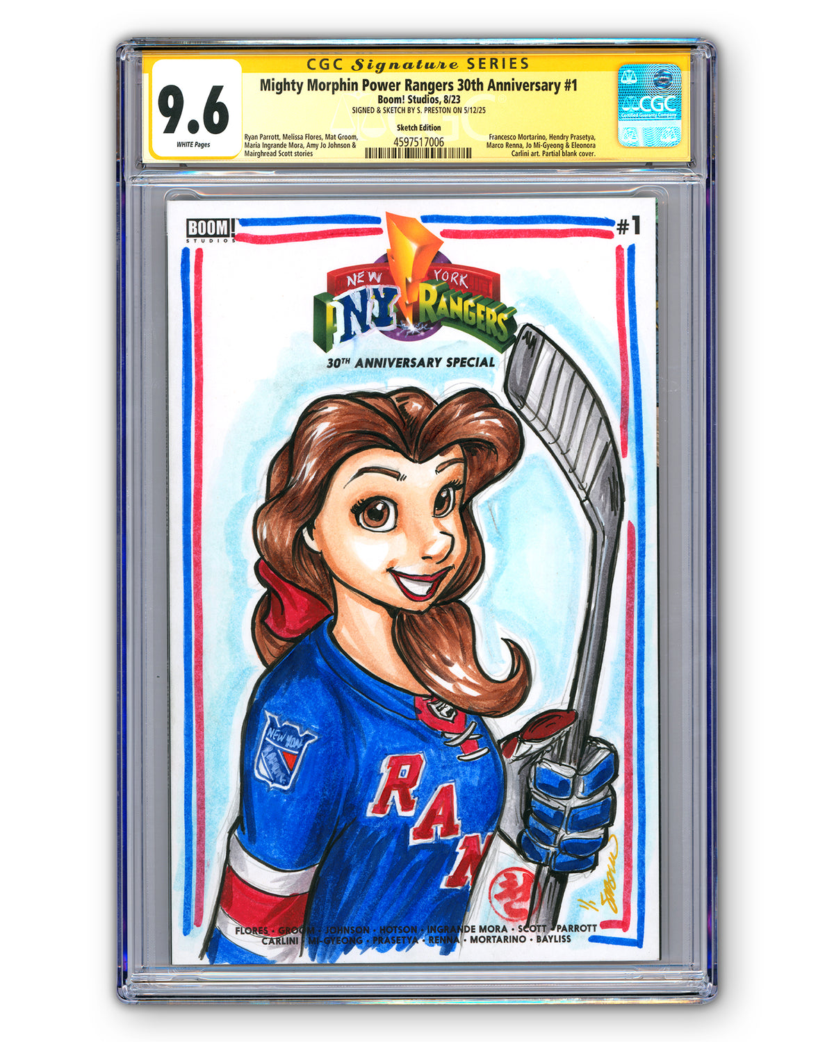 ORIGINAL ART - NY Rangers Belle CGC 9.6 Power Rangers #1 Comic Book