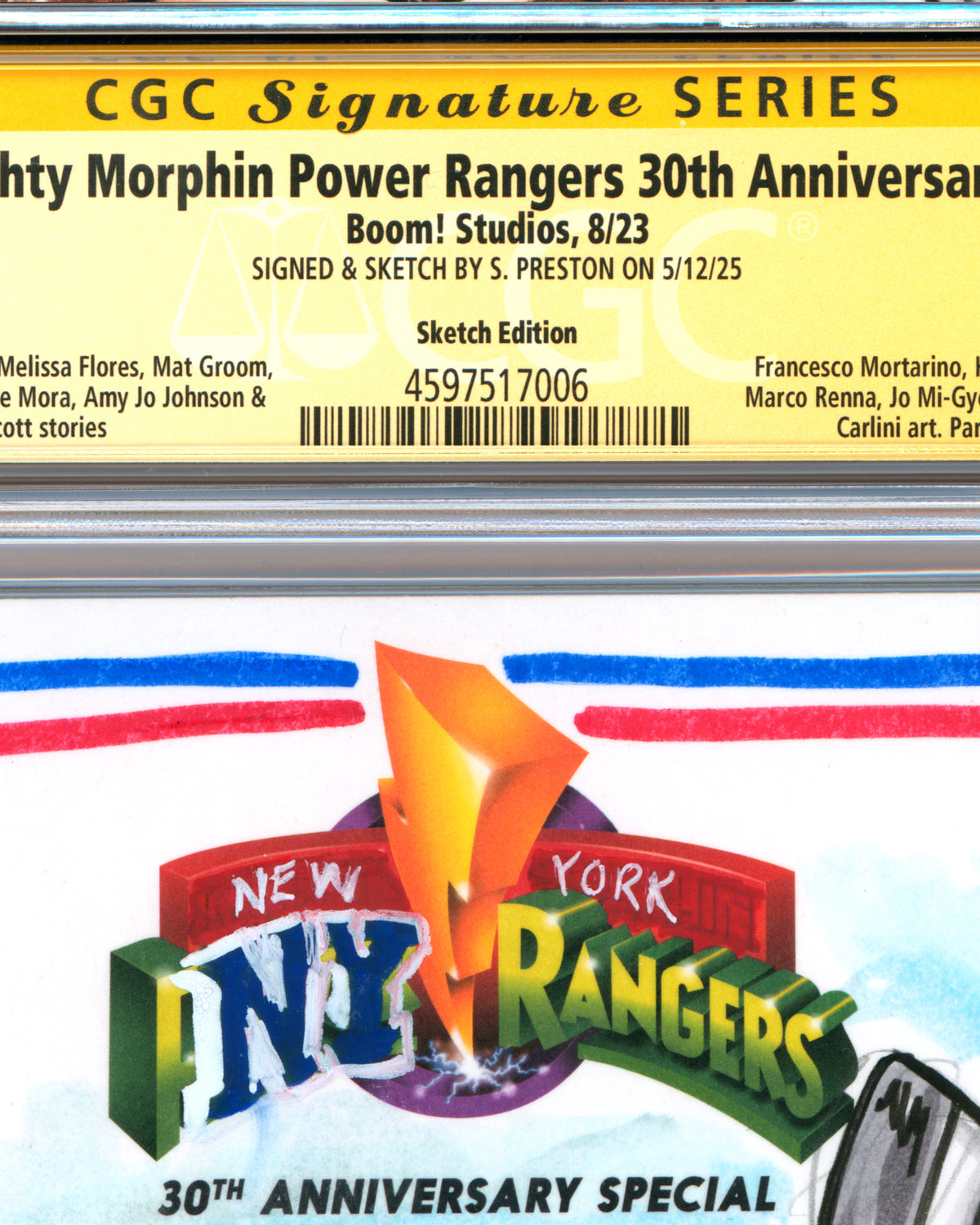 ORIGINAL ART - NY Rangers Belle CGC 9.6 Power Rangers #1 Comic Book