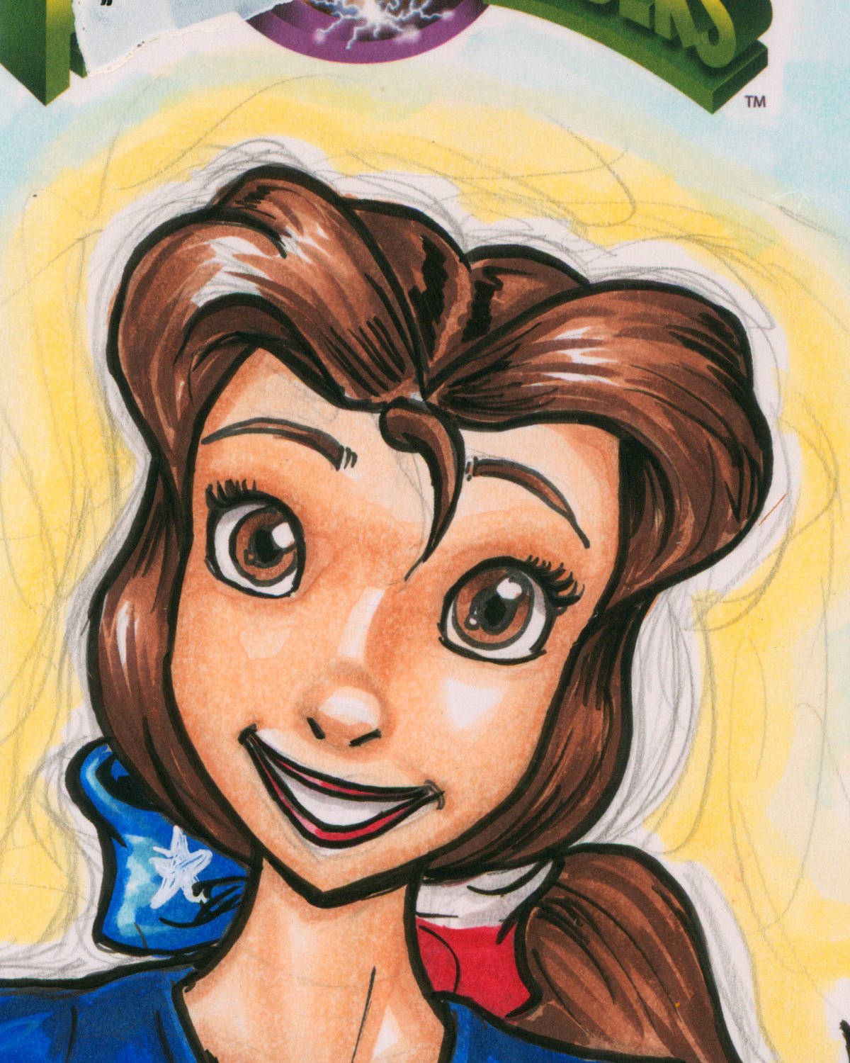 ORIGINAL ART - Texas Rangers Belle Sketch CGC 9.8 Power Rangers #1 Comic Book