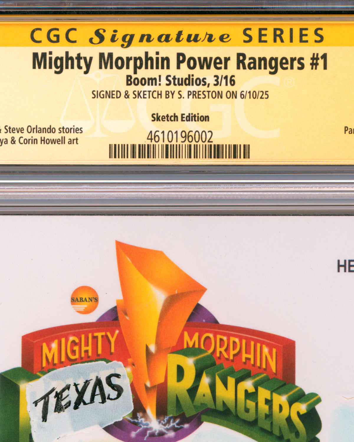 ORIGINAL ART - Texas Rangers Belle Sketch CGC 9.8 Power Rangers #1 Comic Book