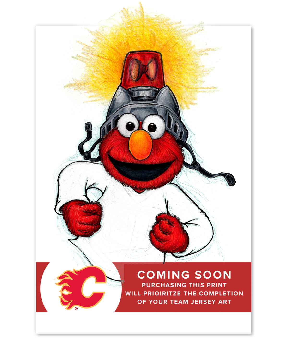 Elmo Loves Goals! x NHL Flames Limited Edition Art Print