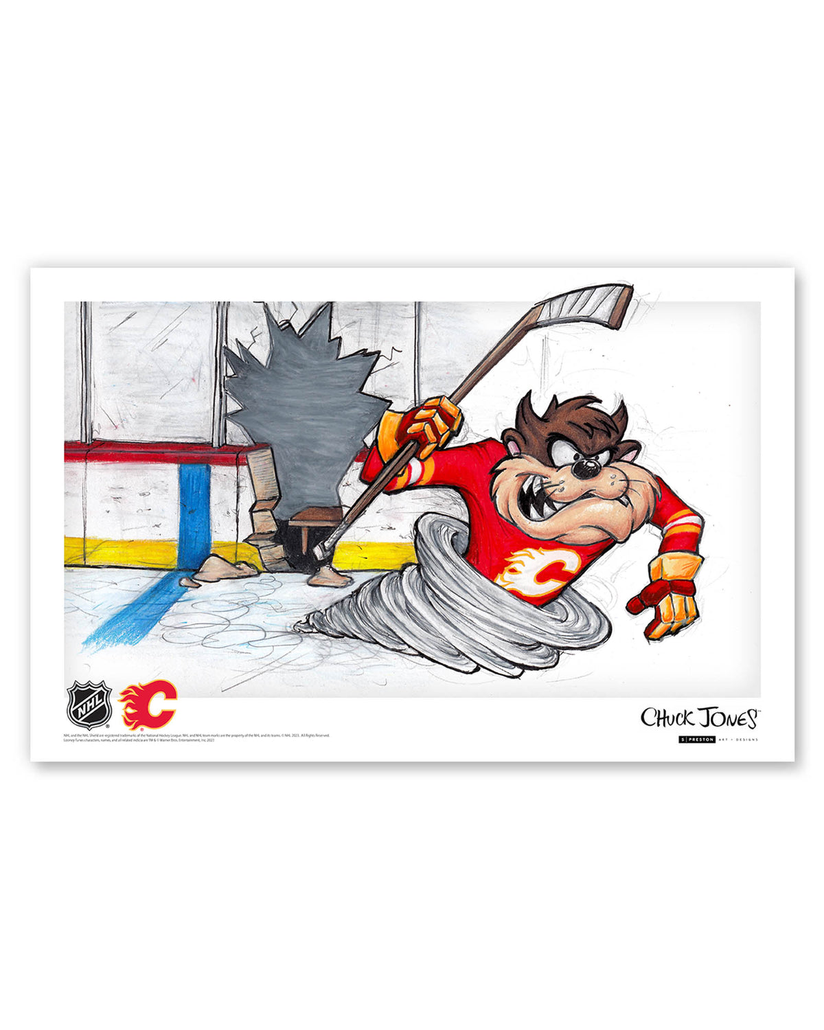 Tazmanian Line Change x NHL Calgary Flames Tazmanian Devil Limited Edition Art Print