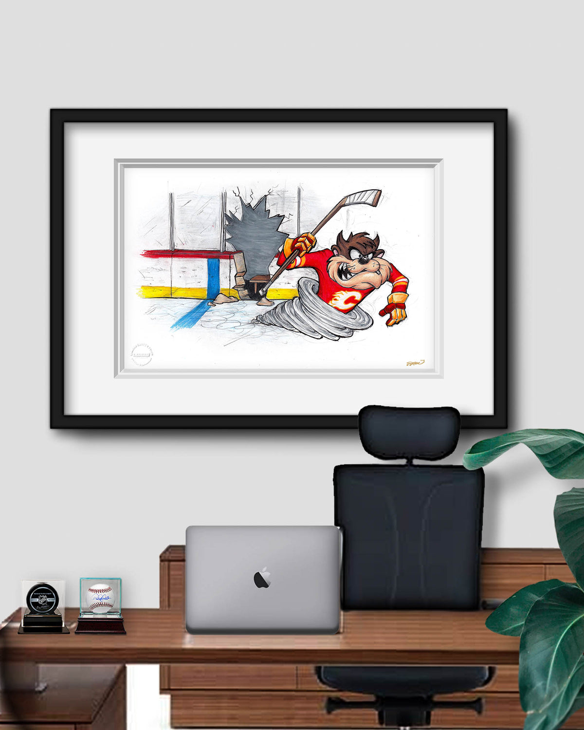 Tazmanian Line Change x NHL Calgary Flames Tazmanian Devil Limited Edition Fine Art Print