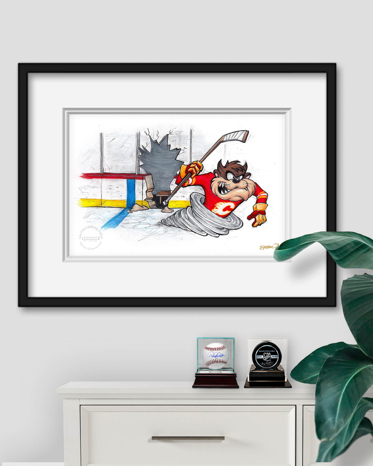 Tazmanian Line Change x NHL Calgary Flames Tazmanian Devil Limited Edition Fine Art Print