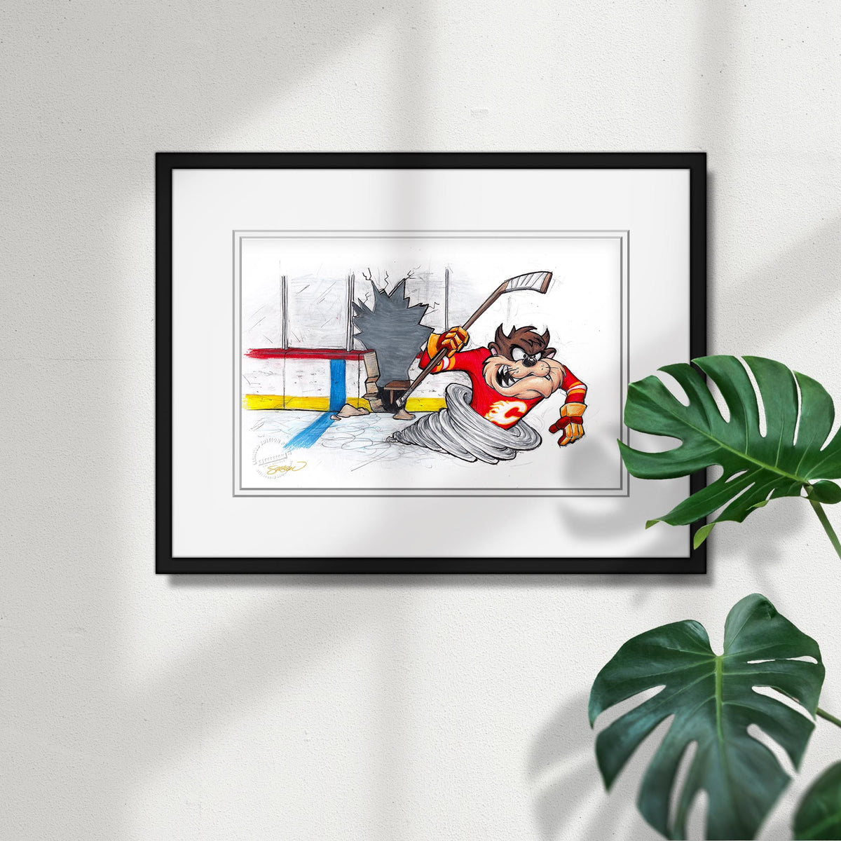 Tazmanian Line Change x NHL Calgary Flames Tazmanian Devil Limited Edition Fine Art Print