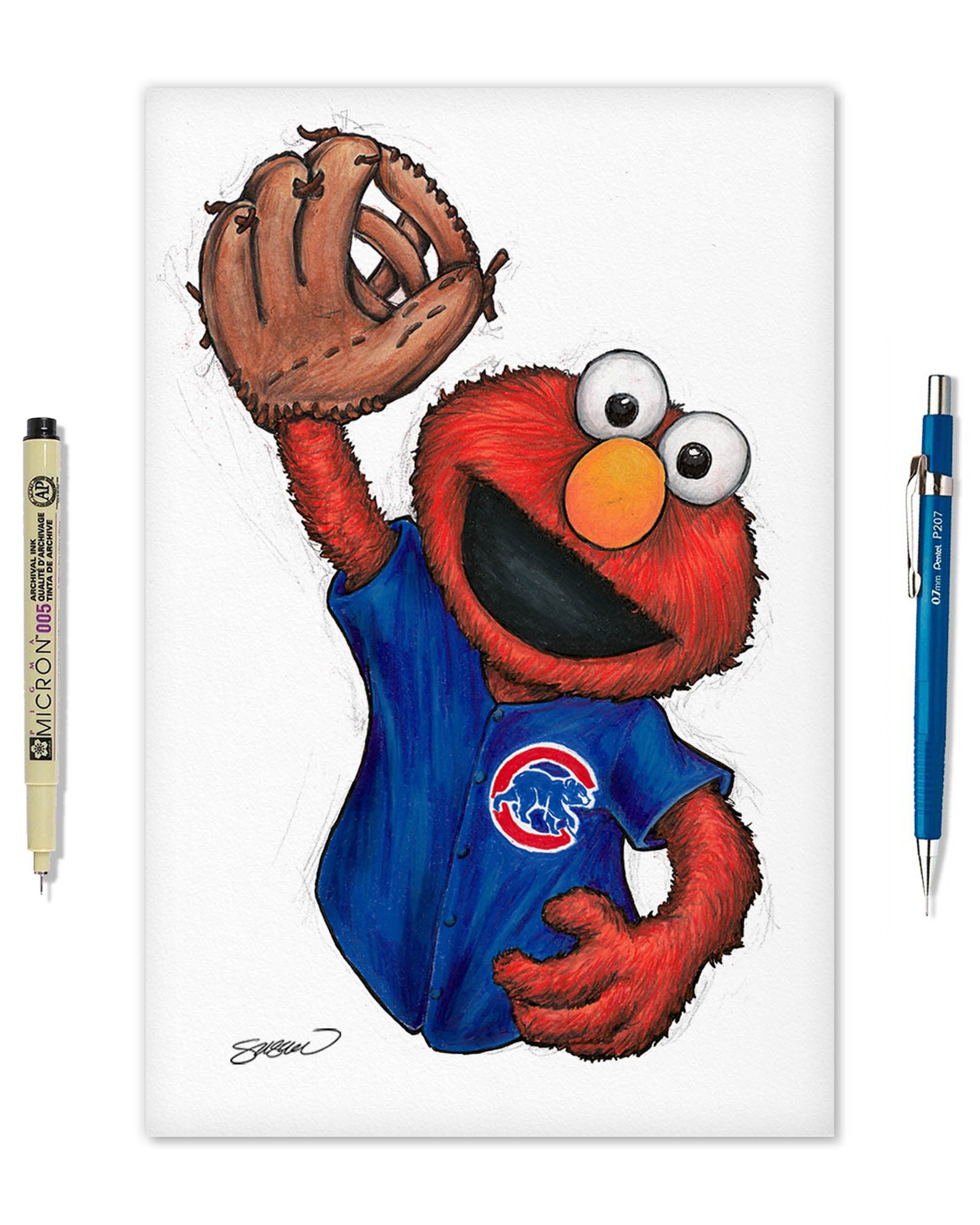 Elmo x Chicago Cubs Art Print | Sesame Street MLB – S. Preston Art