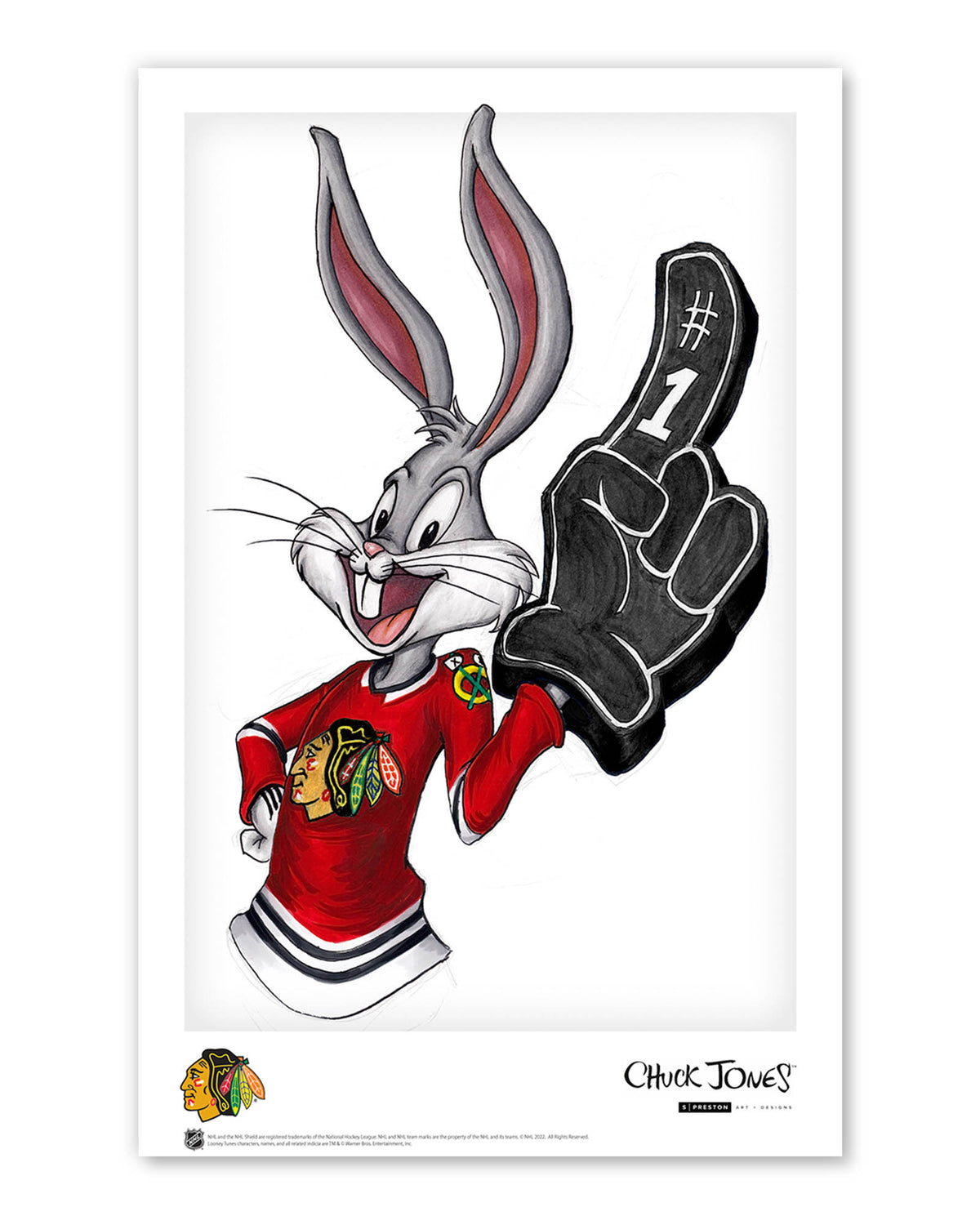 Rabbit Hockey Fan x NHL Blackhawks Bugs Bunny Limited Edition Art Print