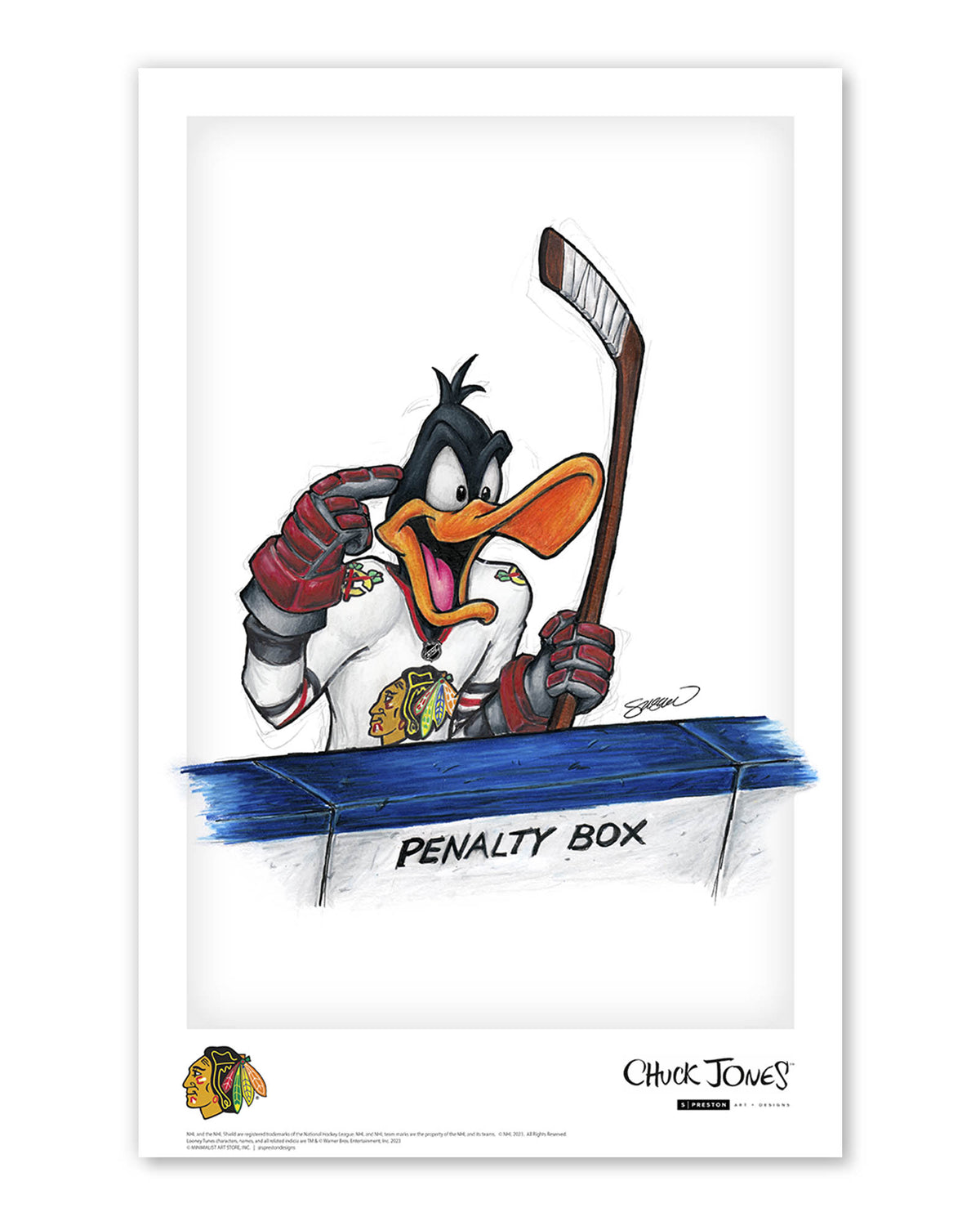 Duck Season Hockey Season x NHL Blackhawks Daffy Duck Limited Edition Art Print