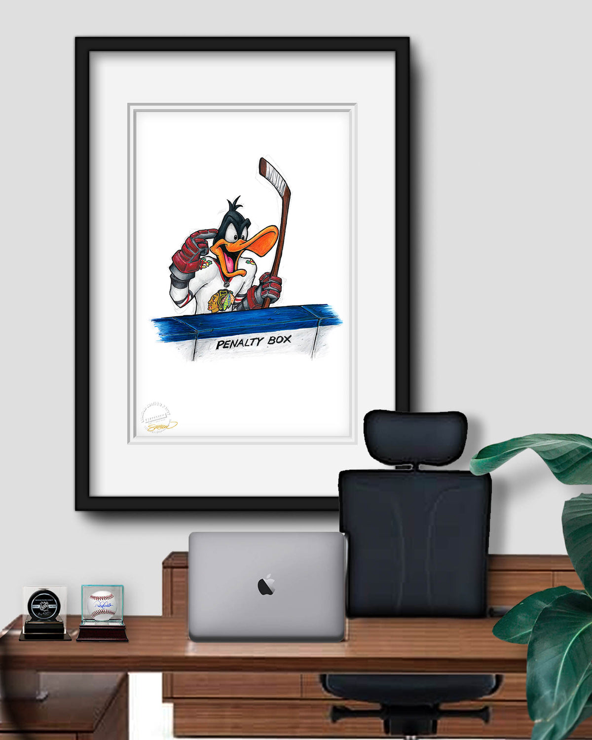 Duck Season Hockey Season x NHL Blackhawks Daffy Duck Limited Edition Fine Art Print