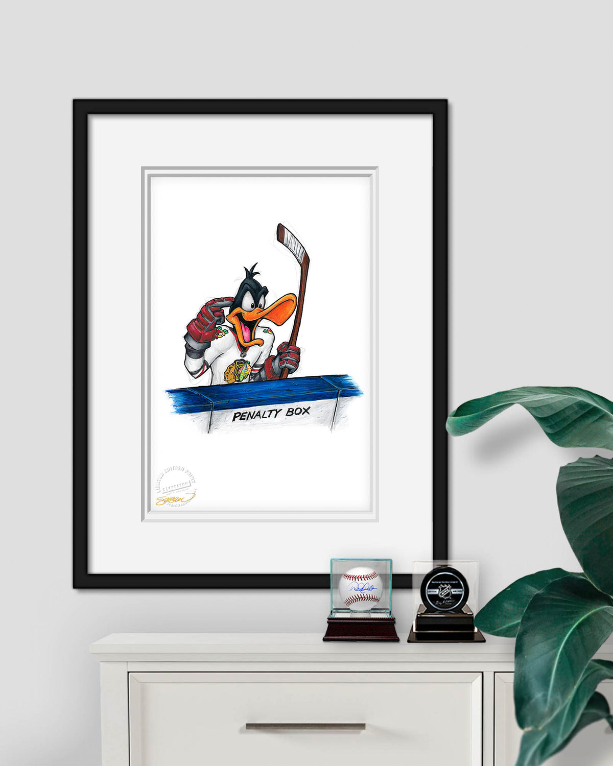 Duck Season Hockey Season x NHL Blackhawks Daffy Duck Limited Edition Fine Art Print