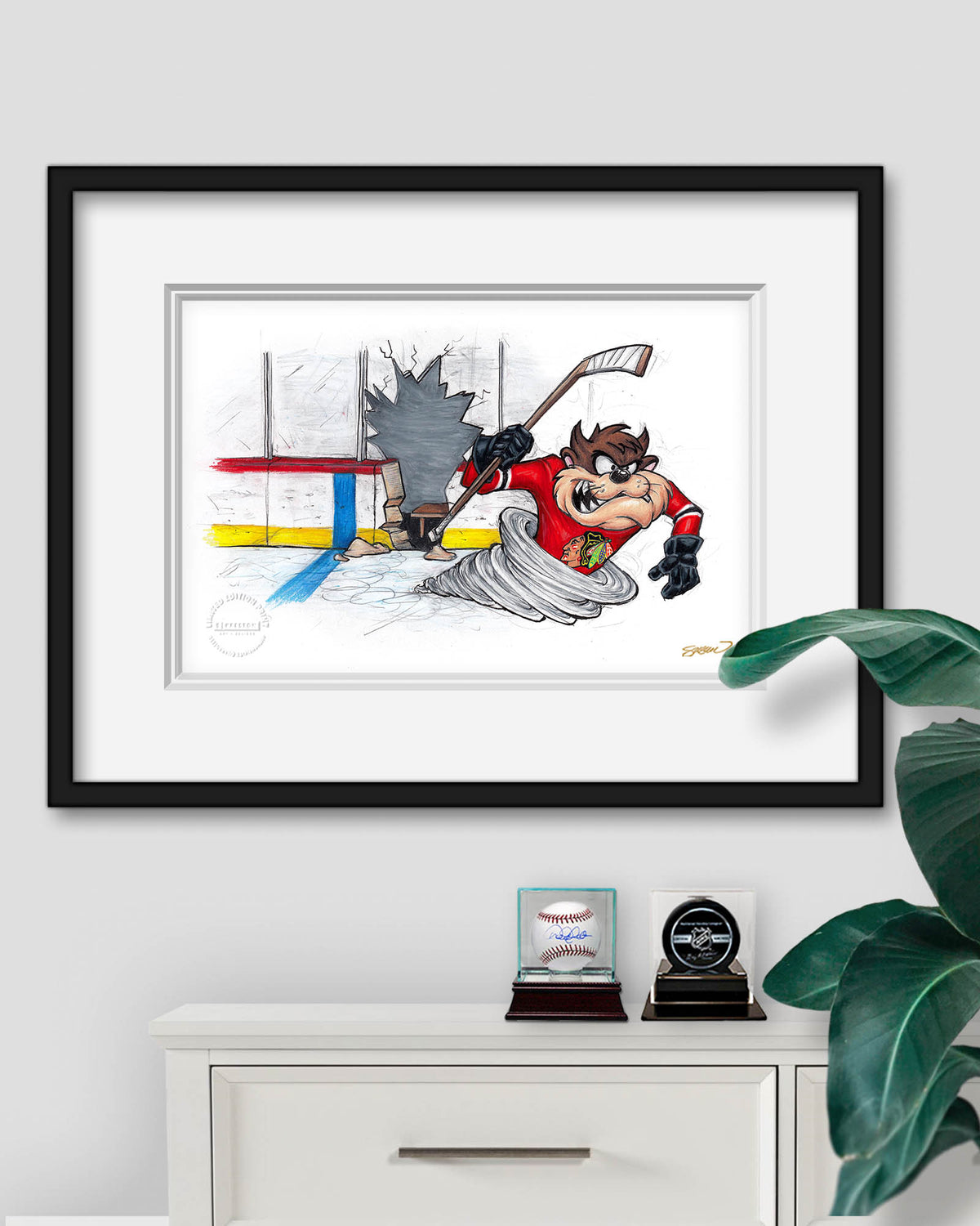 Tazmanian Line Change x NHL Blackhawks Tazmanian Devil Limited Edition Fine Art Print