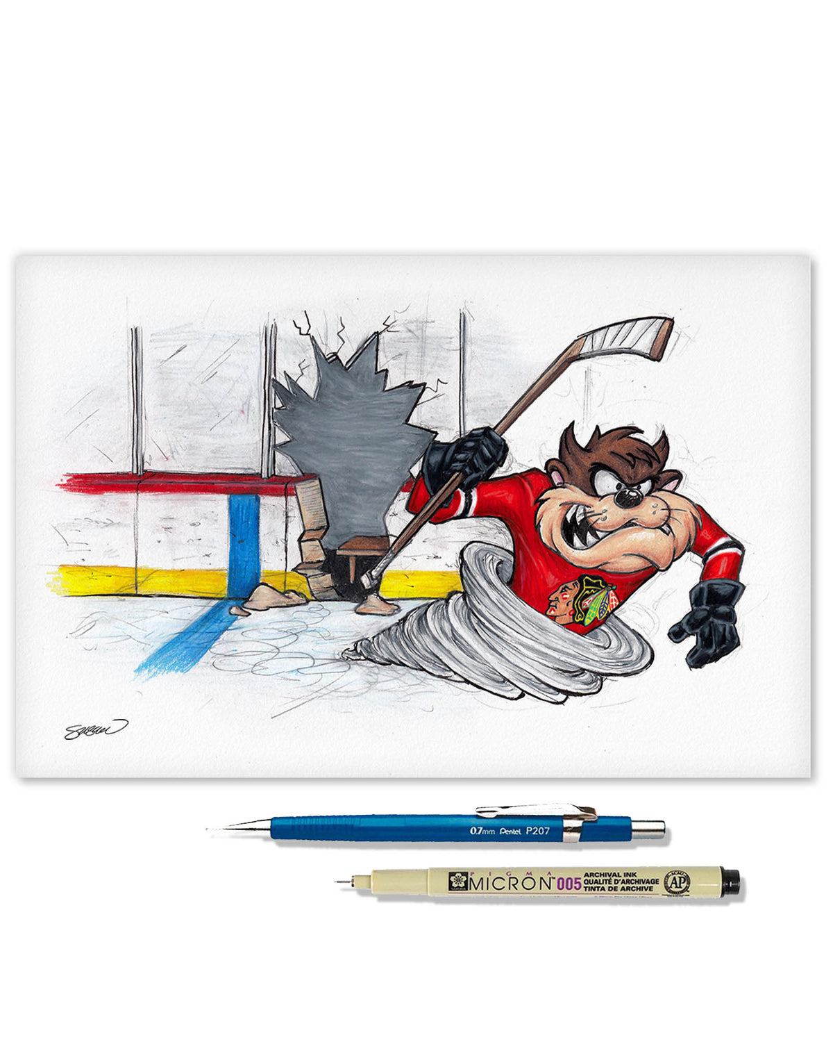 Tazmanian Line Change x NHL Blackhawks Tazmanian Devil Limited Edition Fine Art Print