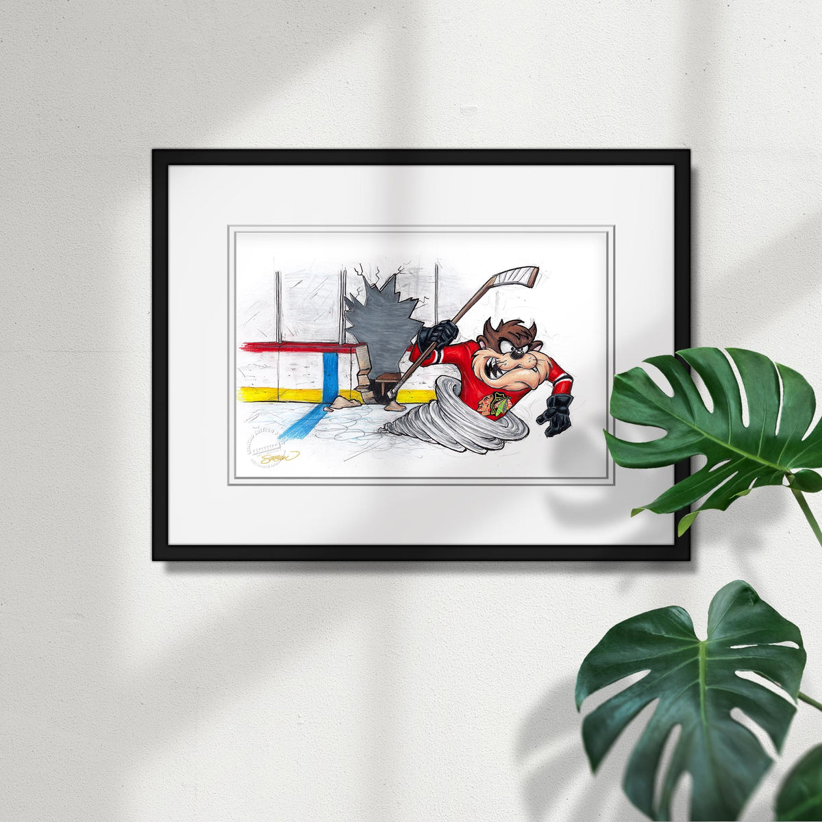Tazmanian Line Change x NHL Blackhawks Tazmanian Devil Limited Edition Fine Art Print