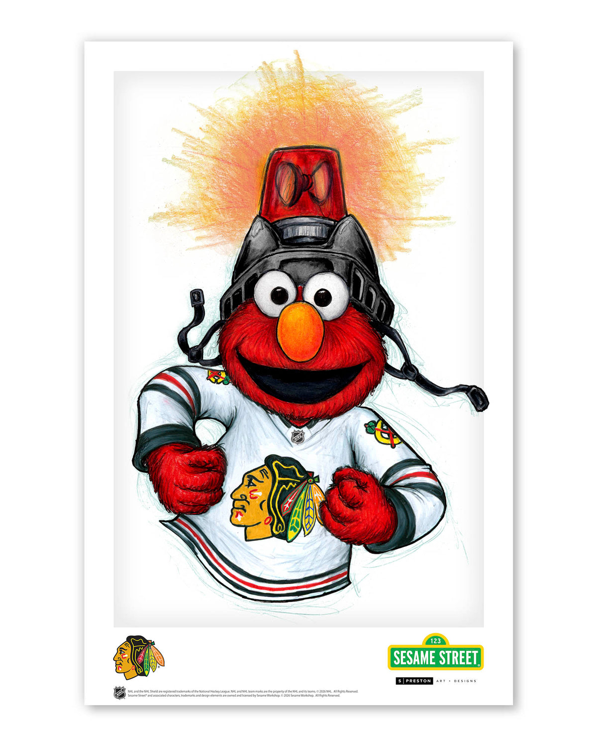 Elmo Loves Goals! x NHL Blackhawks Limited Edition Art Print