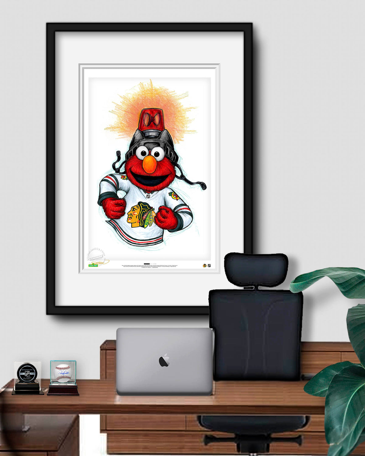 Elmo Loves Goals! x NHL Blackhawks Limited Edition Art Print
