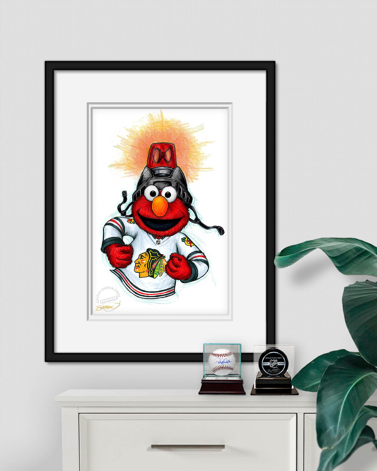 Elmo Loves Goals! x NHL Blackhawks Limited Edition Art Print
