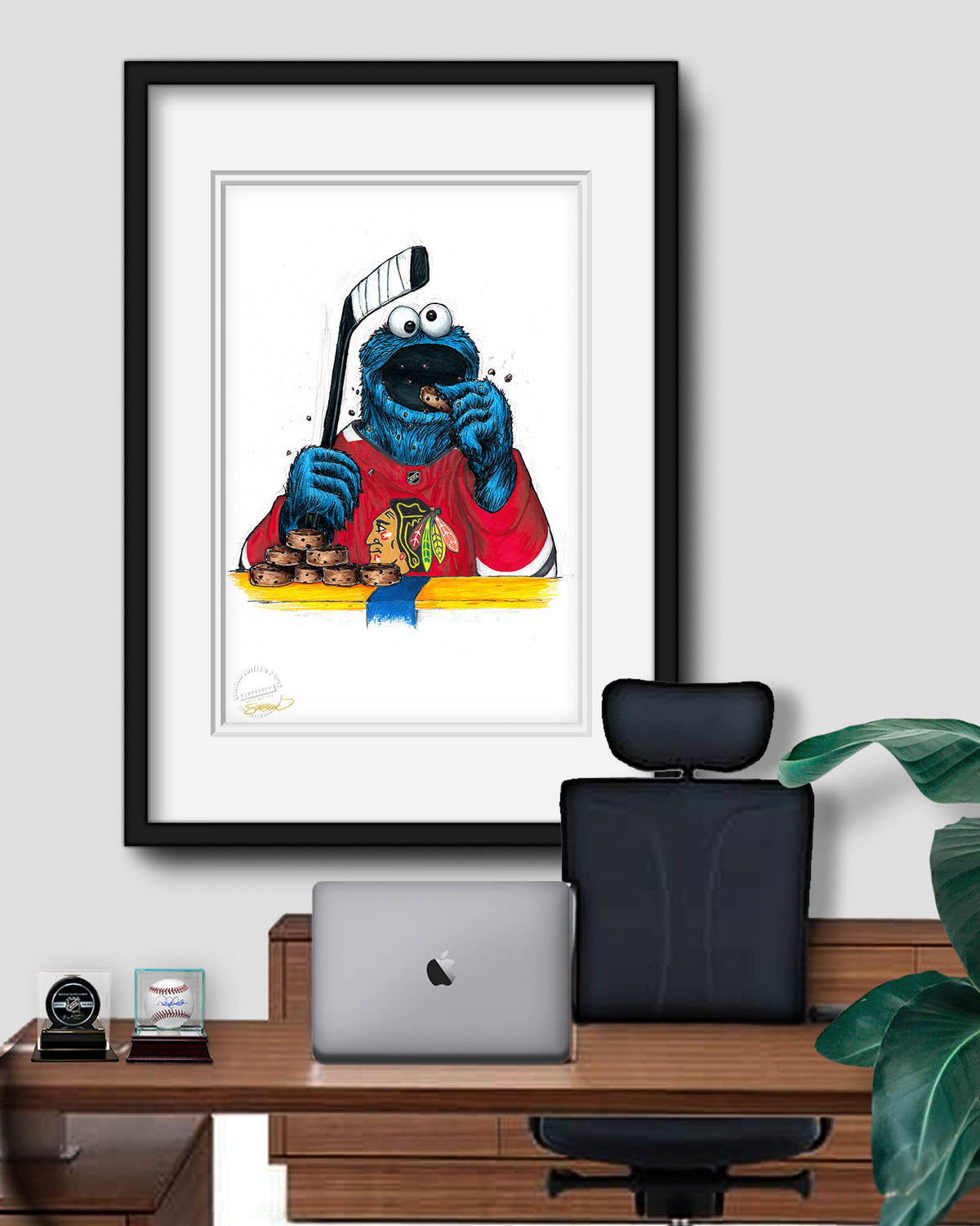Cookie Monster x NHL Blackhawks Limited Edition Fine Art Print