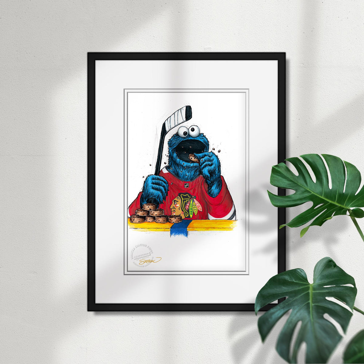 Cookie Monster x NHL Blackhawks Limited Edition Fine Art Print