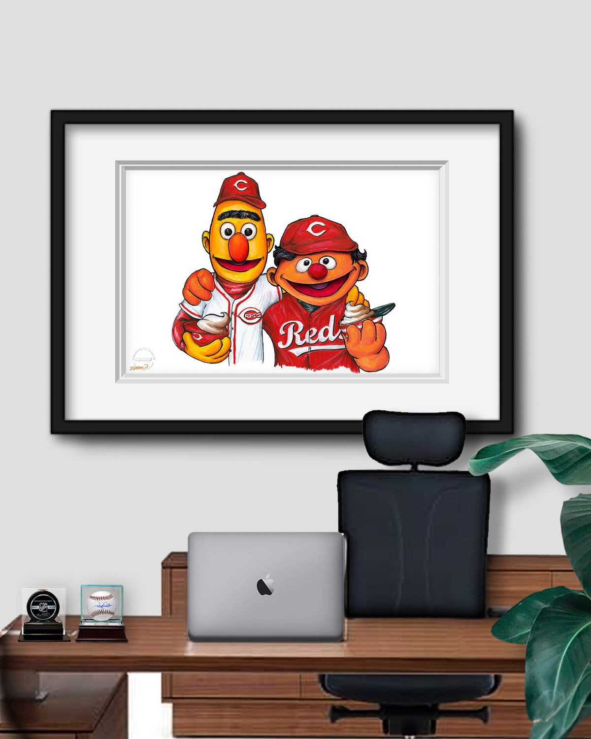 Bert and Ernie x MLB Reds Limited Edition Art Print