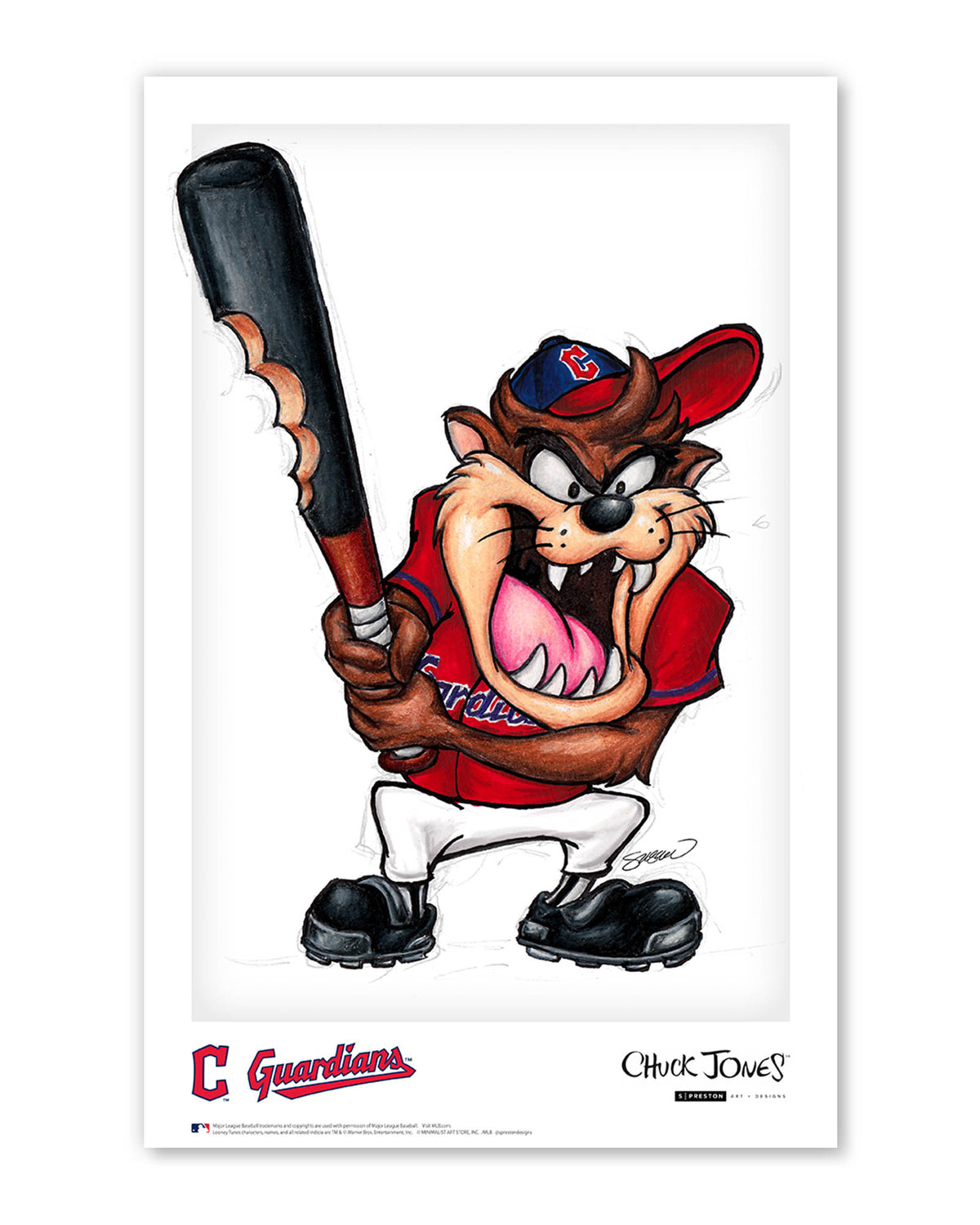 Taz On Deck x MLB Guardians Limited Edition Art Print