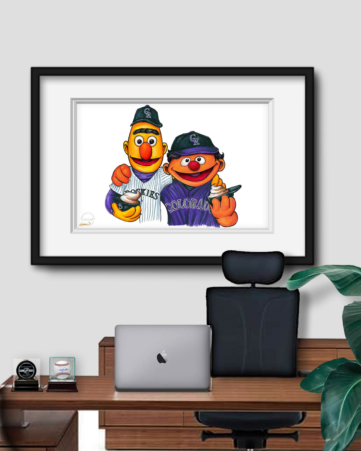 Bert and Ernie x MLB Rockies Limited Edition Art Print
