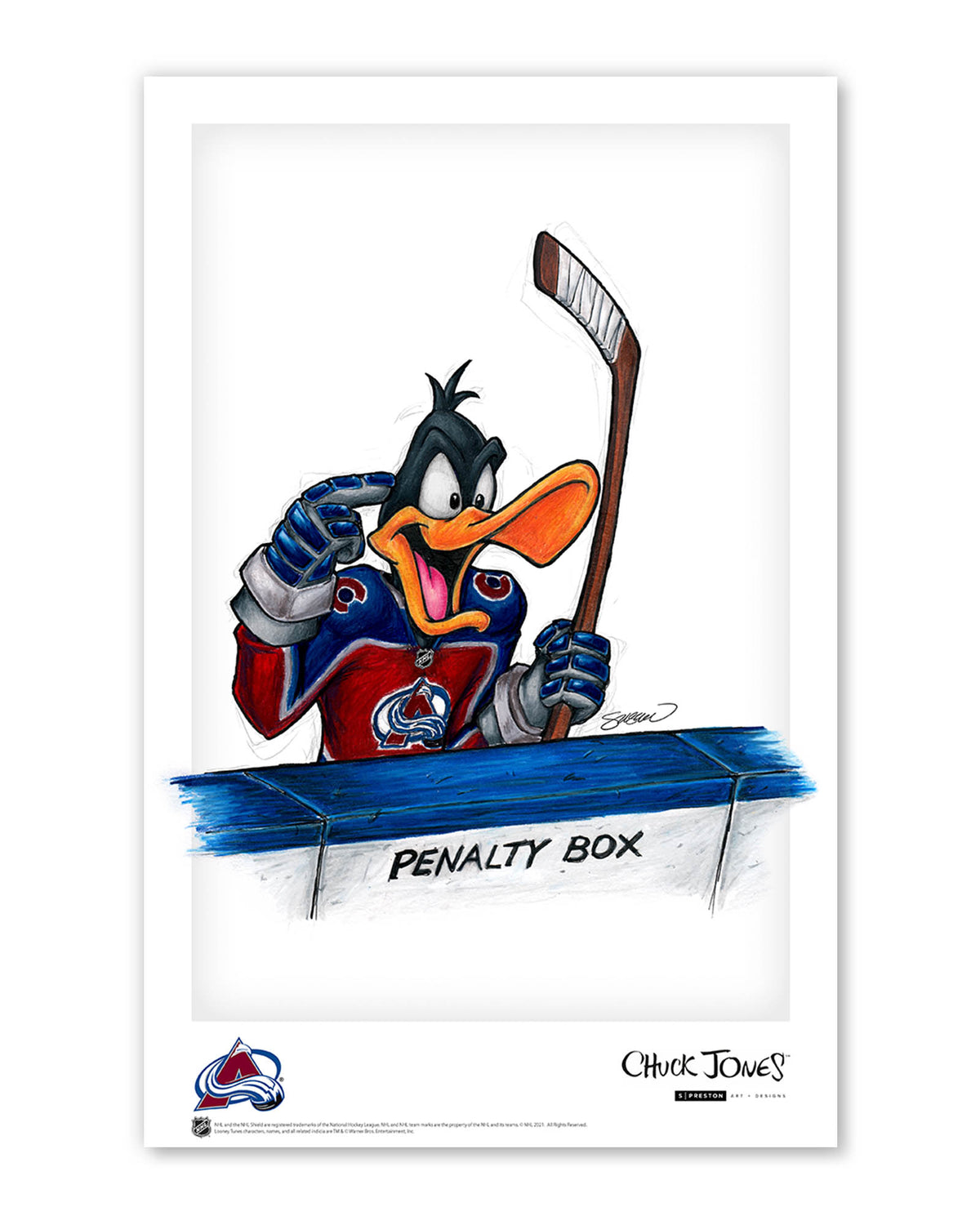 Duck Season Hockey Season x NHL Avalanche Daffy Duck Limited Edition Art Print