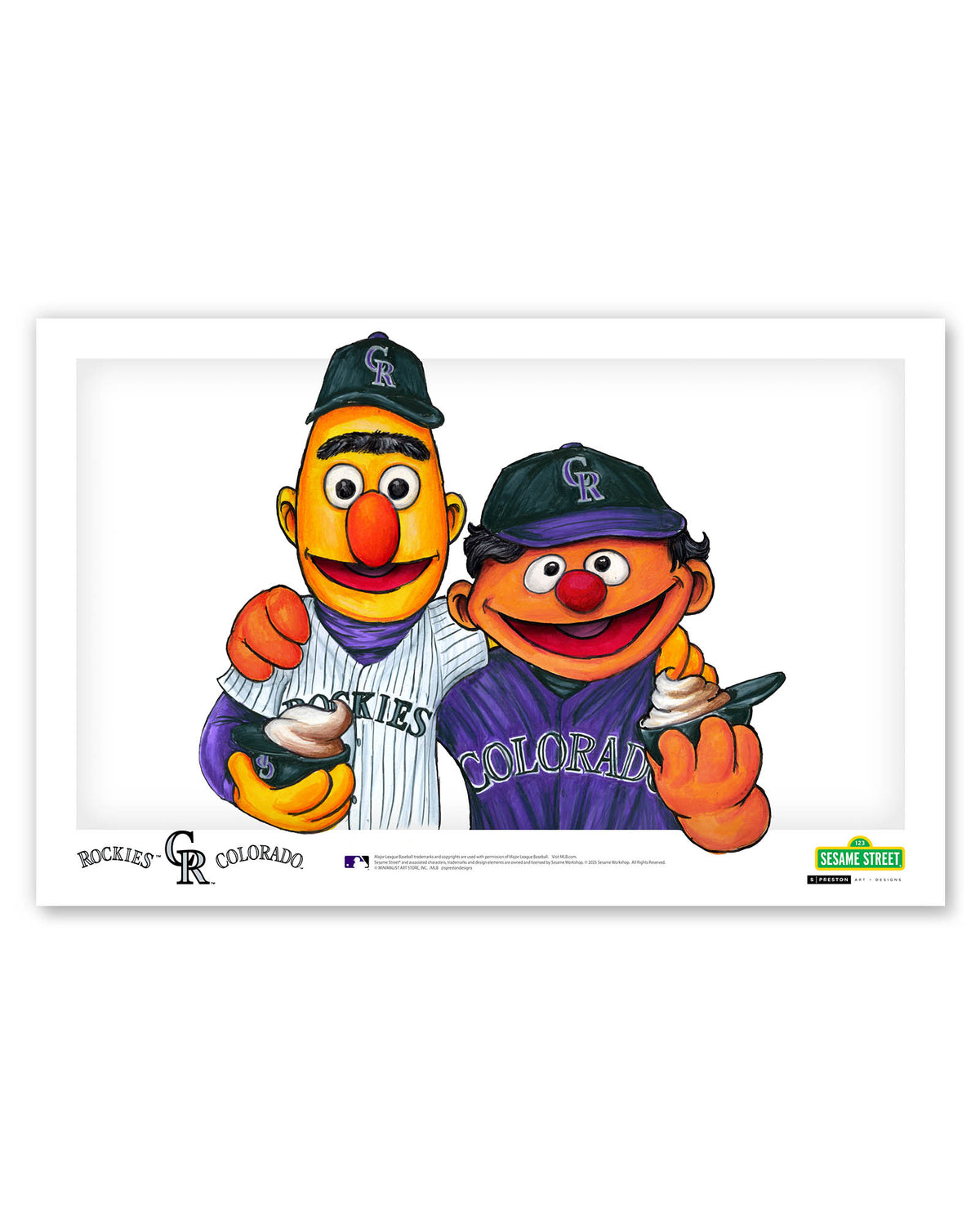 Bert and Ernie x MLB Rockies Limited Edition Art Print